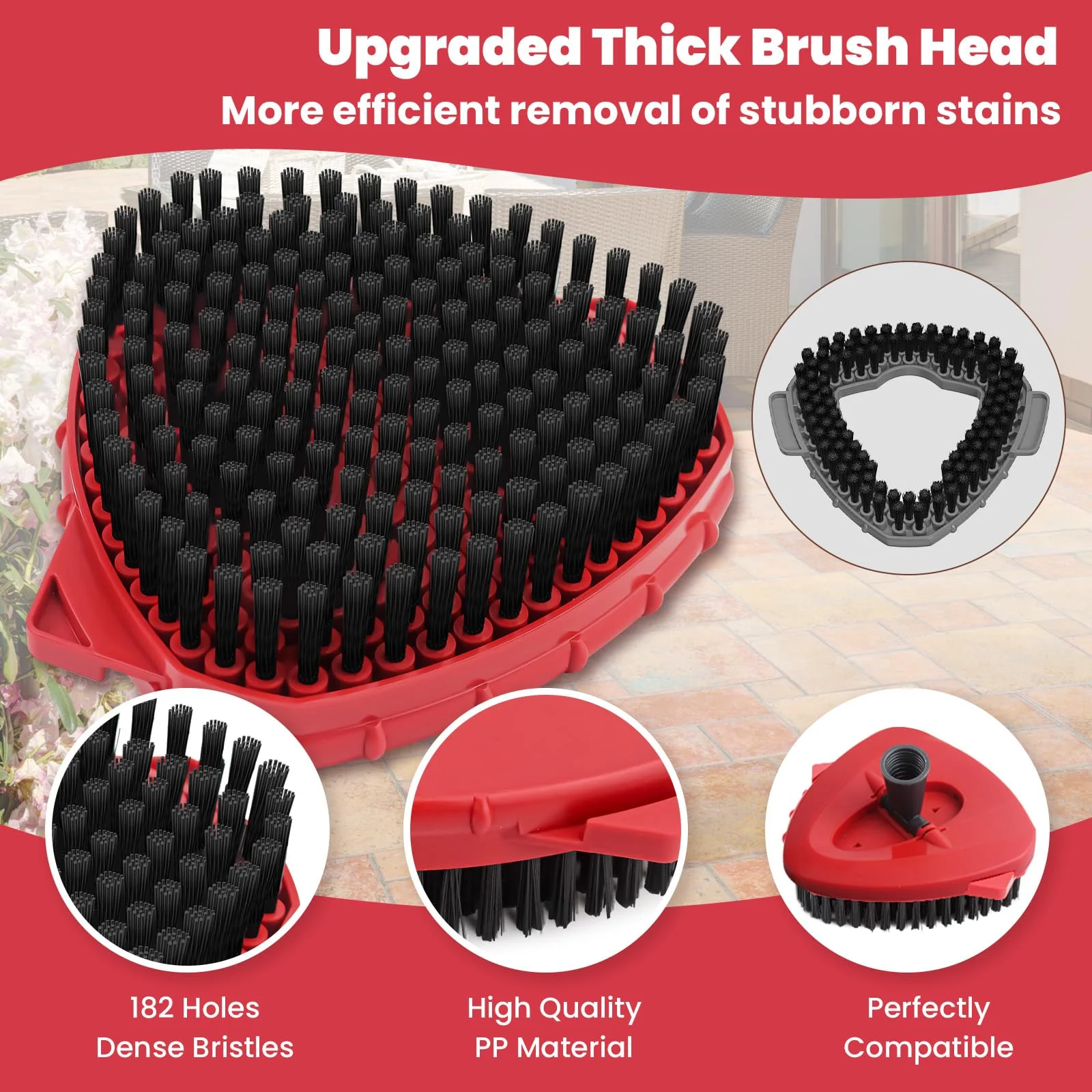 Spin Mop Replacement Mop Compatible with O Cedar 1 Tank System, 2 Microfiber Mop Heads Replacements, 58" Mop Replace Handle, 1 Scrub Brush Attachment and 1 Mop Base for Ocedar EasyWring Spin Mop - Image 6