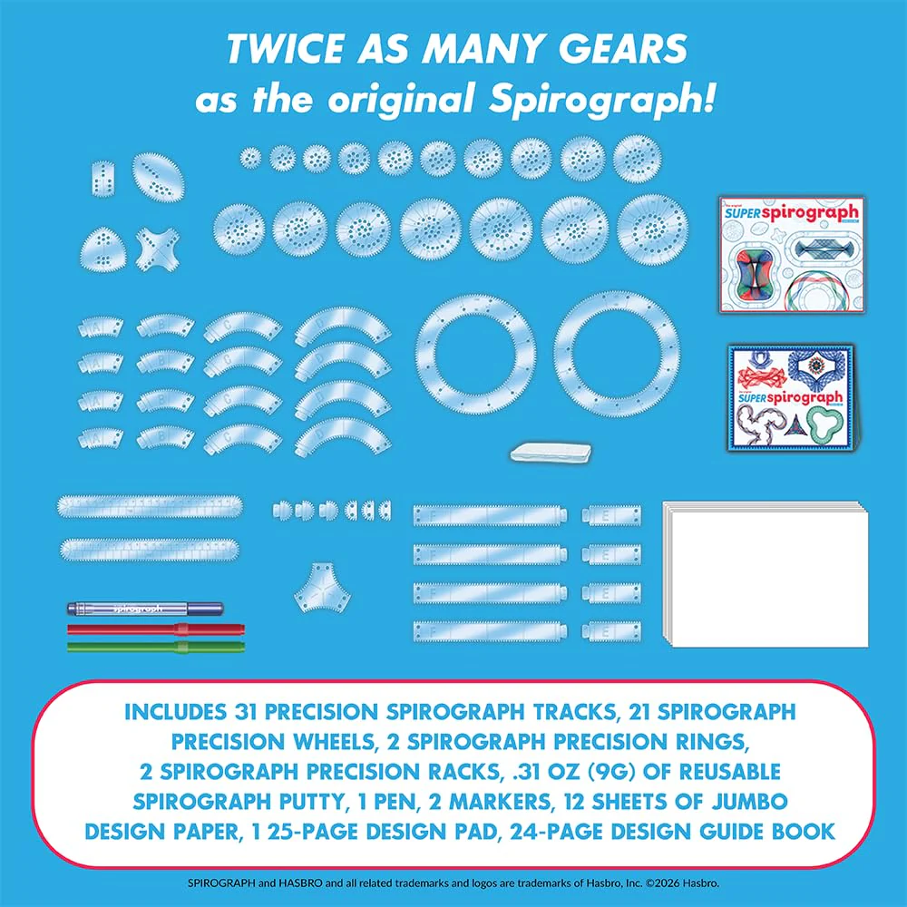 Spirograph Super Set –Arts and Crafts, Kids Toys, Art Supplies, Craft Supplies, Drawing Kit, Spiral Art, Classic Gear Design Kit, Case, Pens, Design Sheet Included, Ages 8+ - Image 4