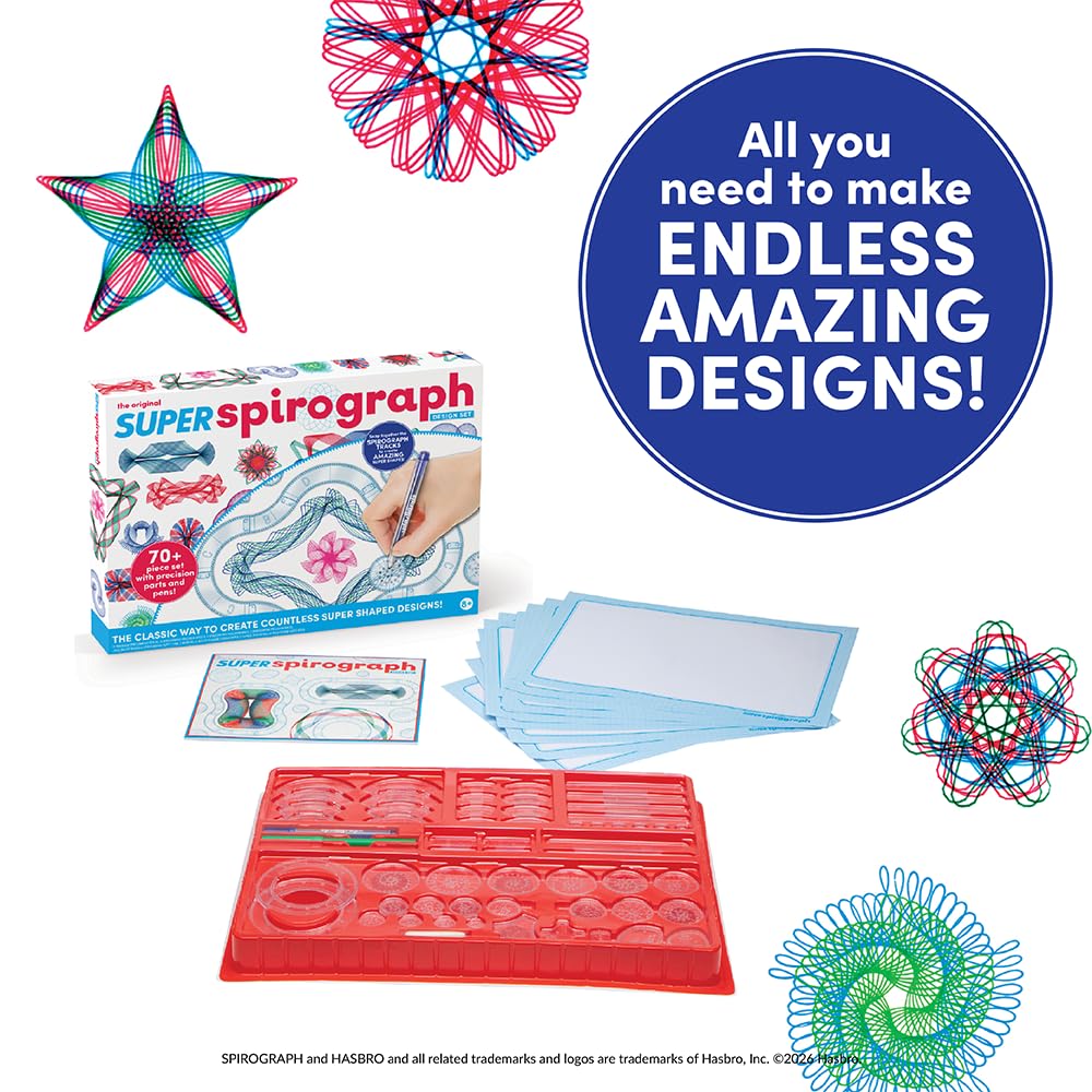 Spirograph Super Set –Arts and Crafts, Kids Toys, Art Supplies, Craft Supplies, Drawing Kit, Spiral Art, Classic Gear Design Kit, Case, Pens, Design Sheet Included, Ages 8+ - Image 5