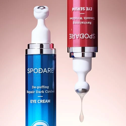 SPODARE Caffeine & Retinol Eye Serum for Dark Circles, Puffiness and Wrinkles, Under Eye Cream with Hyaluronic Acid, Niacinamide & Peptides, Roller Serum with 360°Massage Ball - 0.5 fl. oz - Image 2