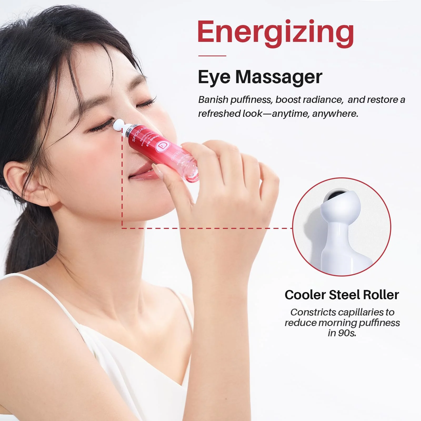 SPODARE Caffeine & Retinol Eye Serum for Dark Circles, Puffiness and Wrinkles, Under Eye Cream with Hyaluronic Acid, Niacinamide & Peptides, Roller Serum with 360°Massage Ball - 0.5 fl. oz - Image 7