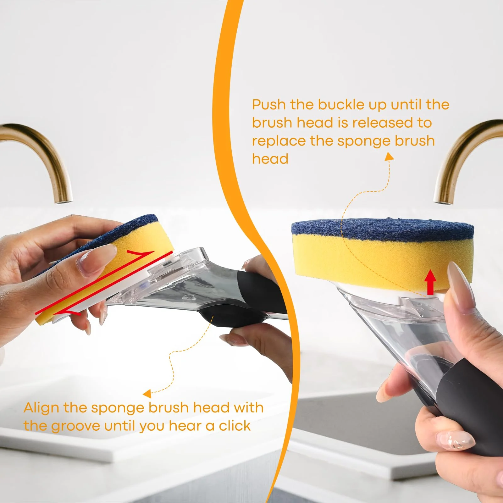 Sponge Brush Refills for OXO Soap Dispensing Dish Brush - 8 Pack Dish Cleaning Soap Dispensing Head Replacement for Scrubber - Image 5