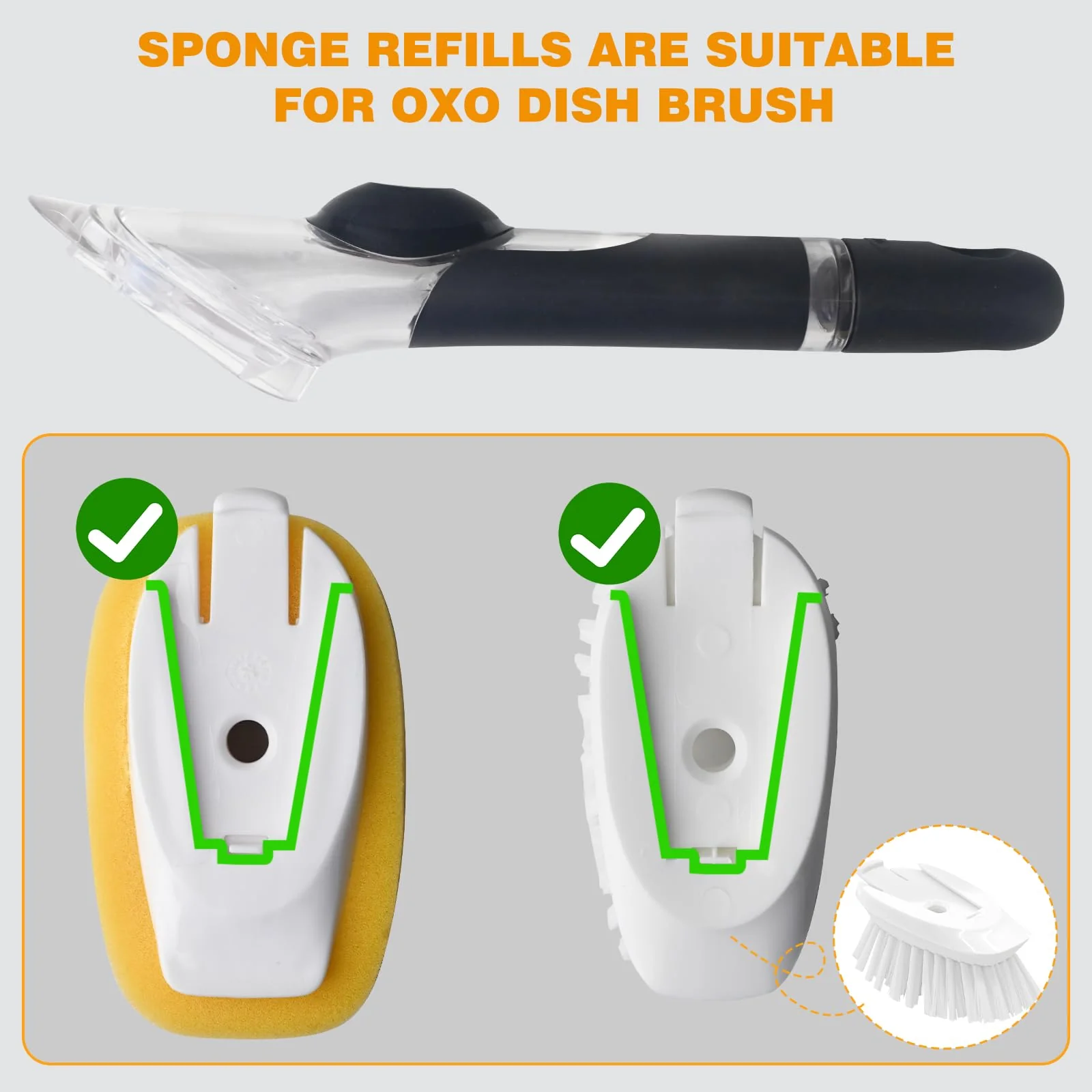 Sponge Brush Refills for OXO Soap Dispensing Dish Brush - 8 Pack Dish Cleaning Soap Dispensing Head Replacement for Scrubber - Image 7