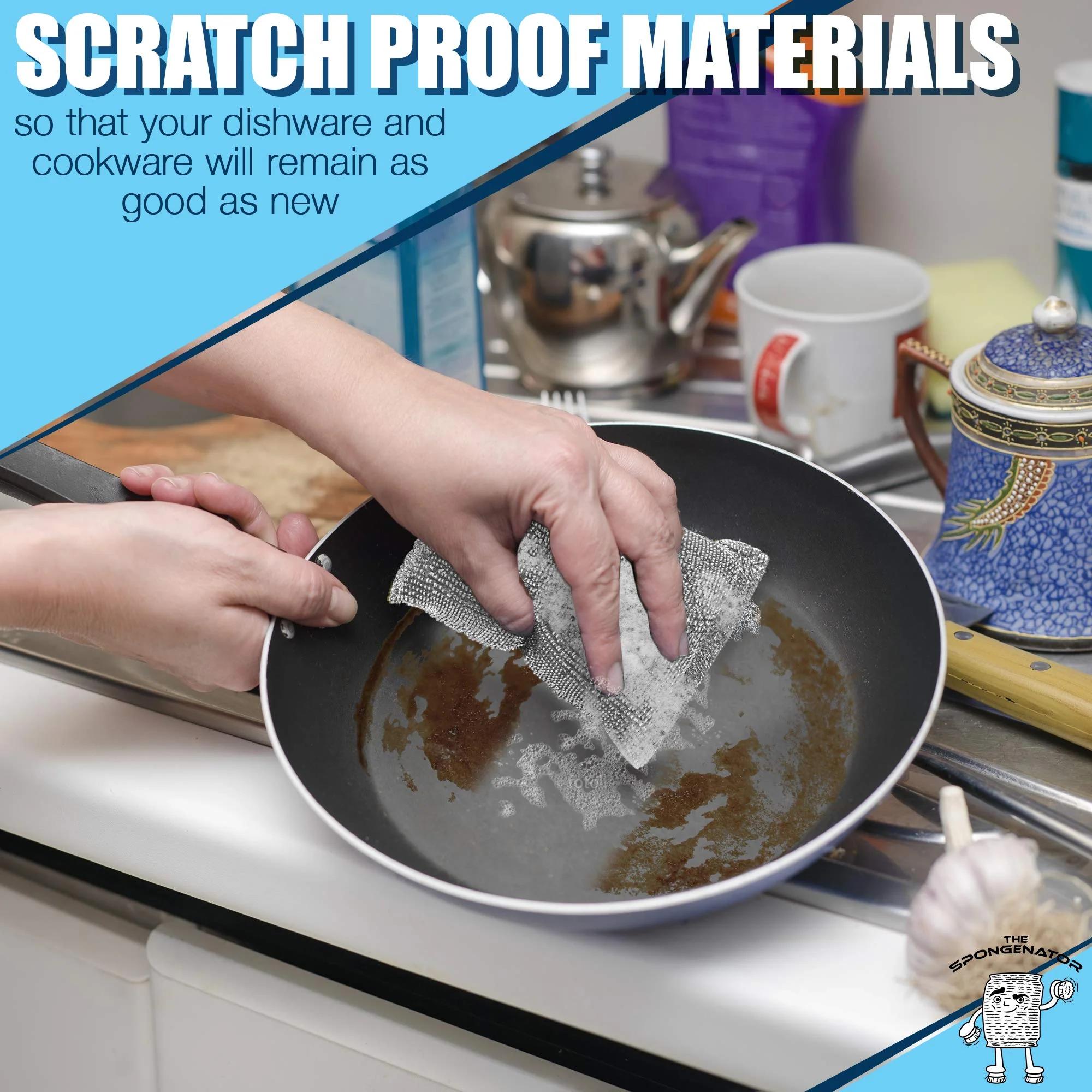 SPONGENATOR Kitchen Scrubbing Sponges - Heavy Duty Non-Scratch Scrubbing Cleaner Sponges in 1 Color - Multi-Surface Non-Metal Dish Scouring Scrubbers for Fast Cleaning. (12 Pack) - Image 2