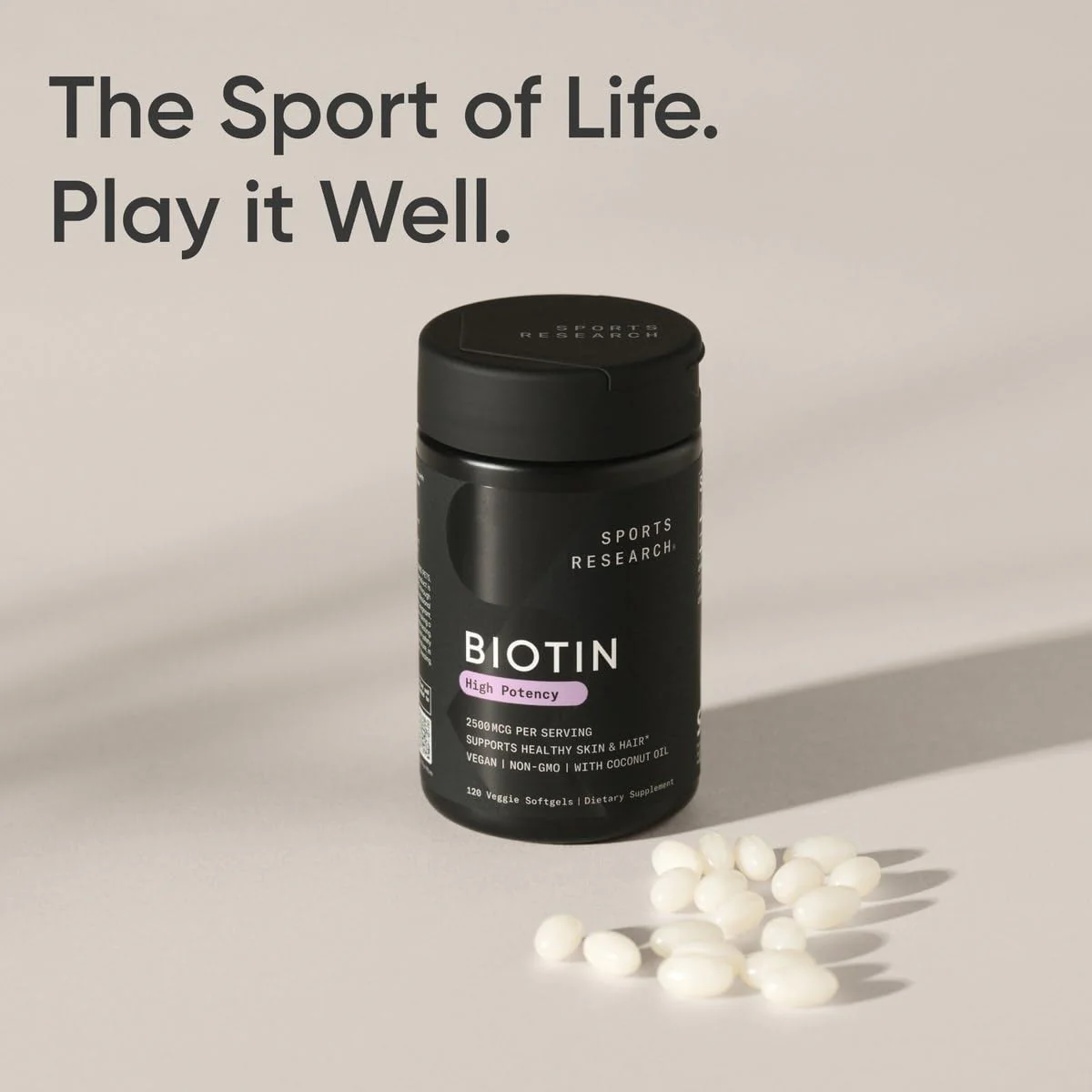Sports Research® Biotin 2,500mcg with Organic Coconut Oil - Biotin (Vitamin B7) for Healthy Skin and Hair Support* - for Women and Men - Vegan, Non-GMO, Gluten & Soy-Free - 120 Veggie Softgels - Image 8