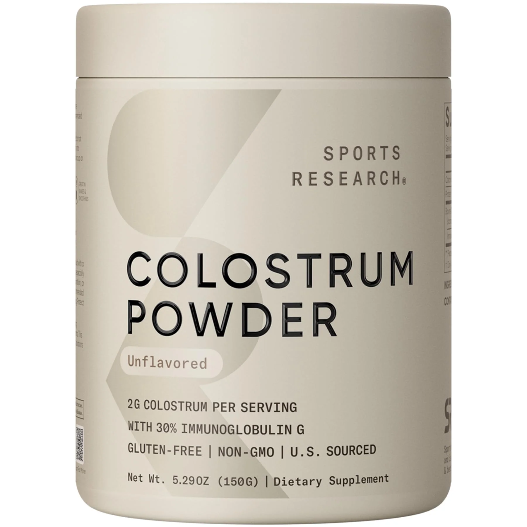 Sports Research® Bovine Colostrum Powder – Easy to Mix Superfood – Immunity Support & Gut Health w/ 30% IgG Antibodies - U.S. Sourced · Non-GMO · Gluten Free - 75 Servings (Unflavored)