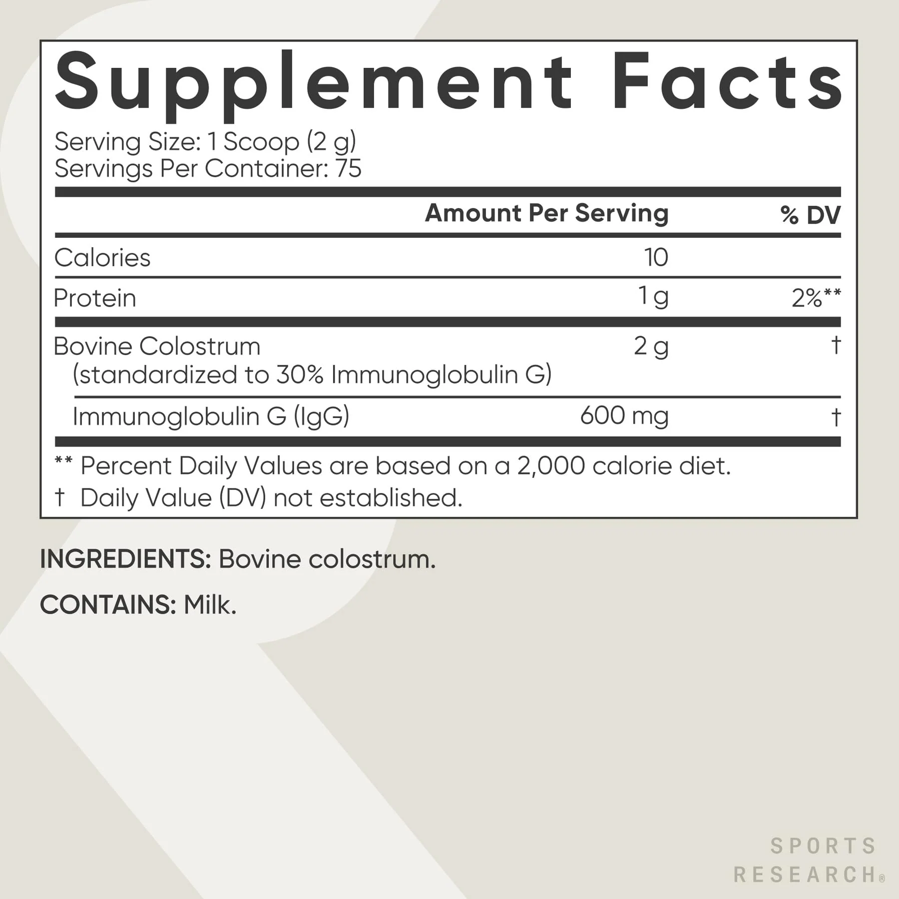 Sports Research® Bovine Colostrum Powder – Easy to Mix Superfood – Immunity Support & Gut Health w/ 30% IgG Antibodies - U.S. Sourced · Non-GMO · Gluten Free - 75 Servings (Unflavored) - Image 5