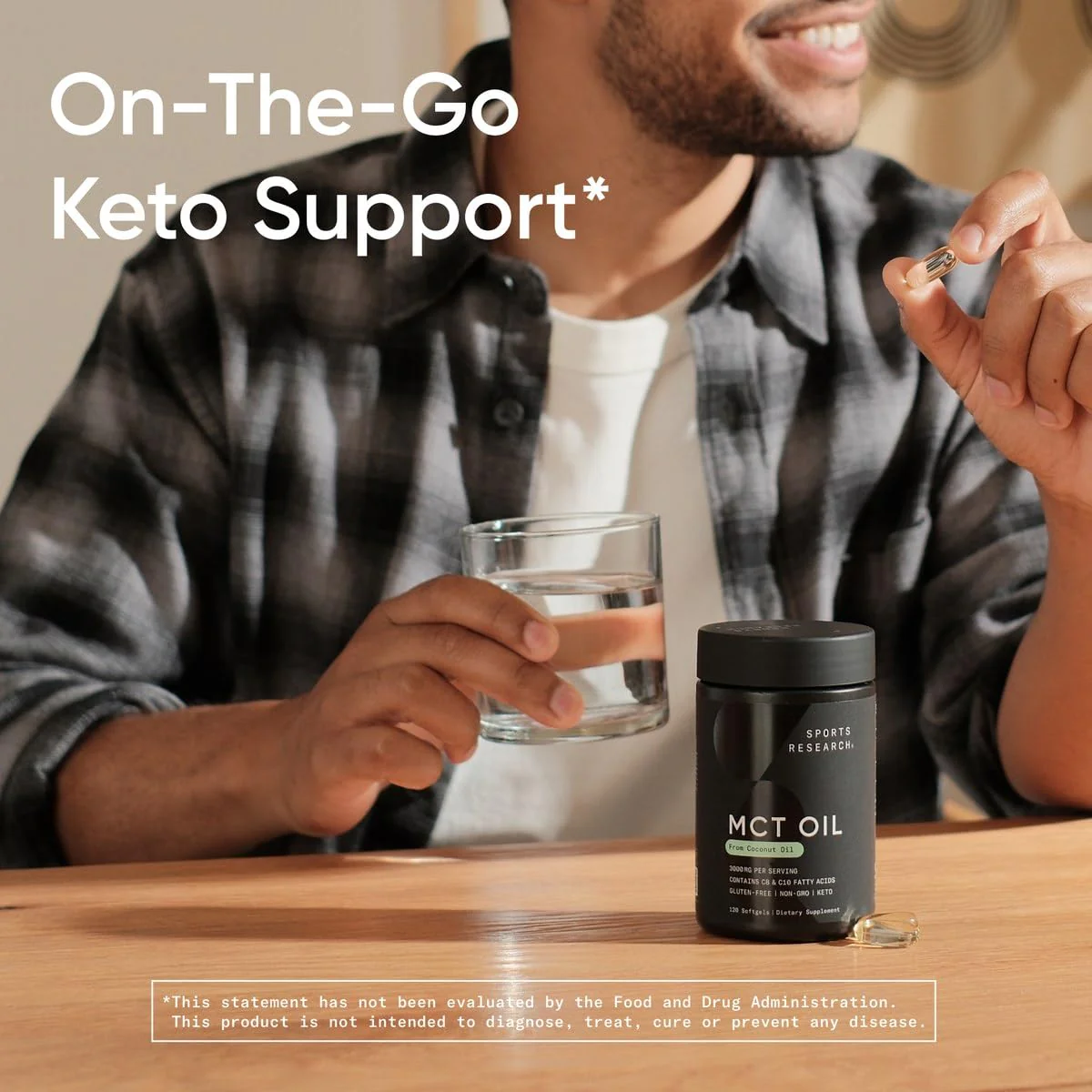 Sports Research® Coconut MCT Oil 3000mg - Keto Brain & Body Fuel - C8 + C10 MCT Oil from Coconut · Keto · Non-GMO - Gluten Free - 240 Softgels - Image 4