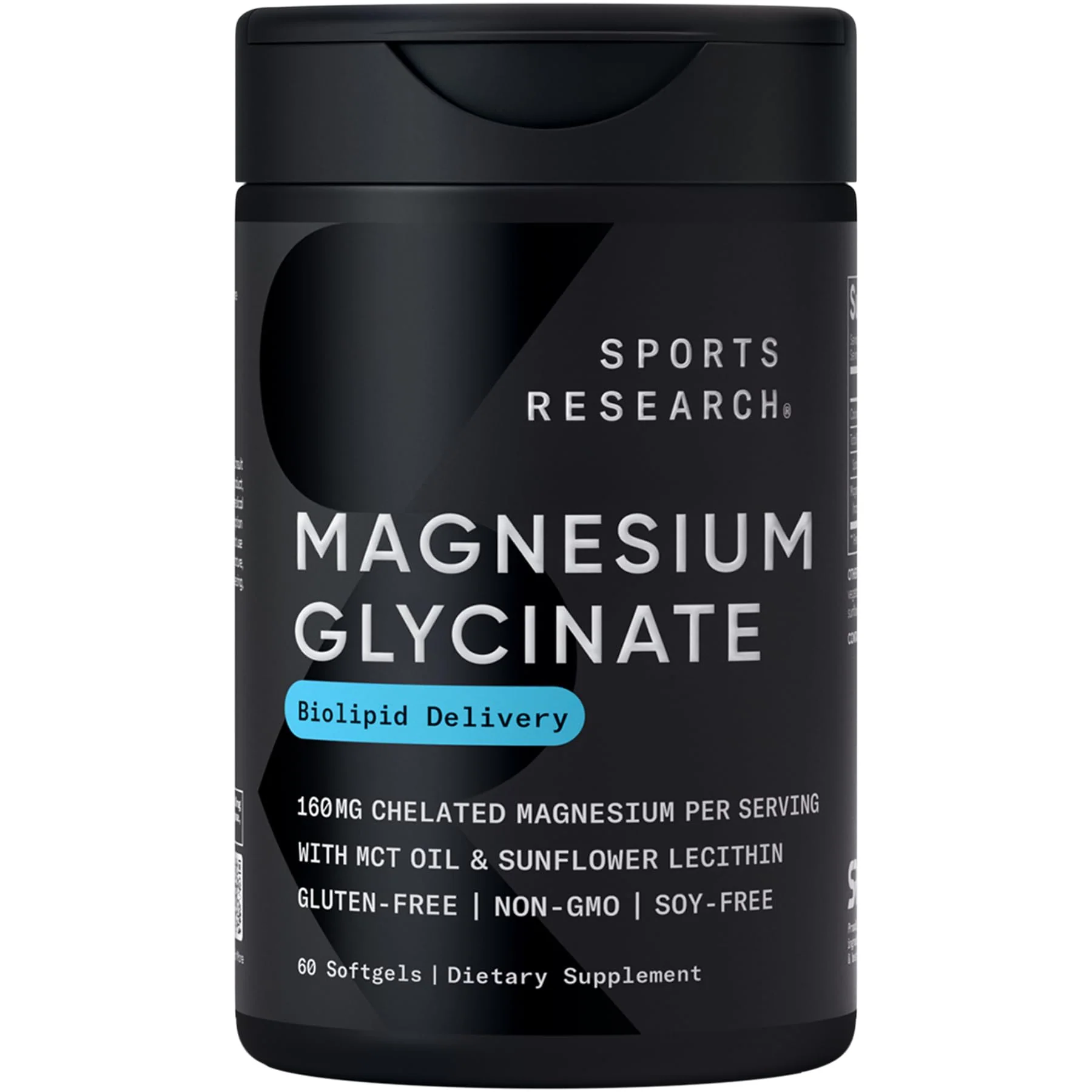 Sports Research® Magnesium Glycinate - Supports Restful Sleep & Enzymatic Processes - 160 mg Chelated Magnesium - Vegan Capsule - 180 Count