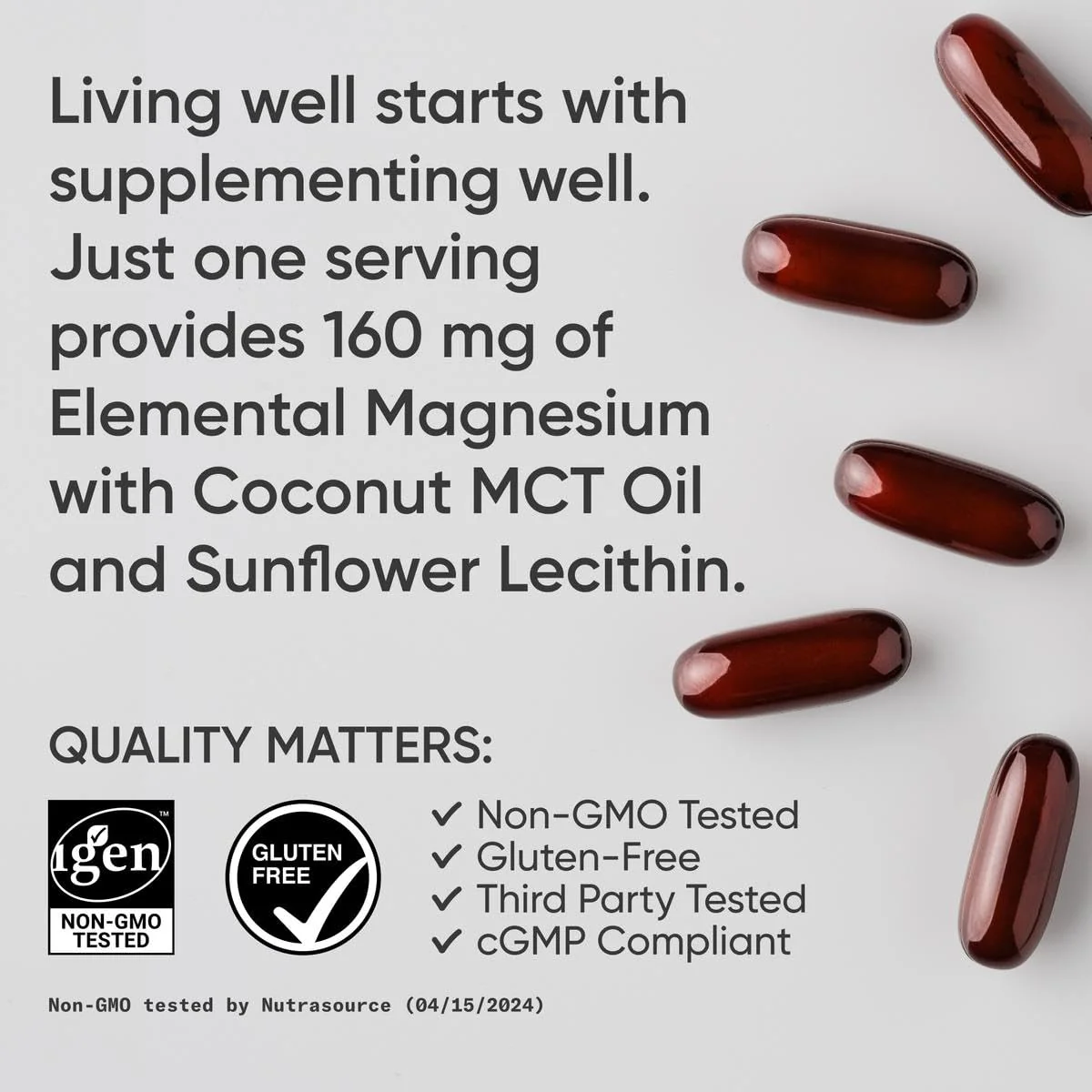 Sports Research® Magnesium Glycinate - Supports Restful Sleep & Enzymatic Processes - 160 mg Chelated Magnesium - Vegan Capsule - 180 Count - Image 4