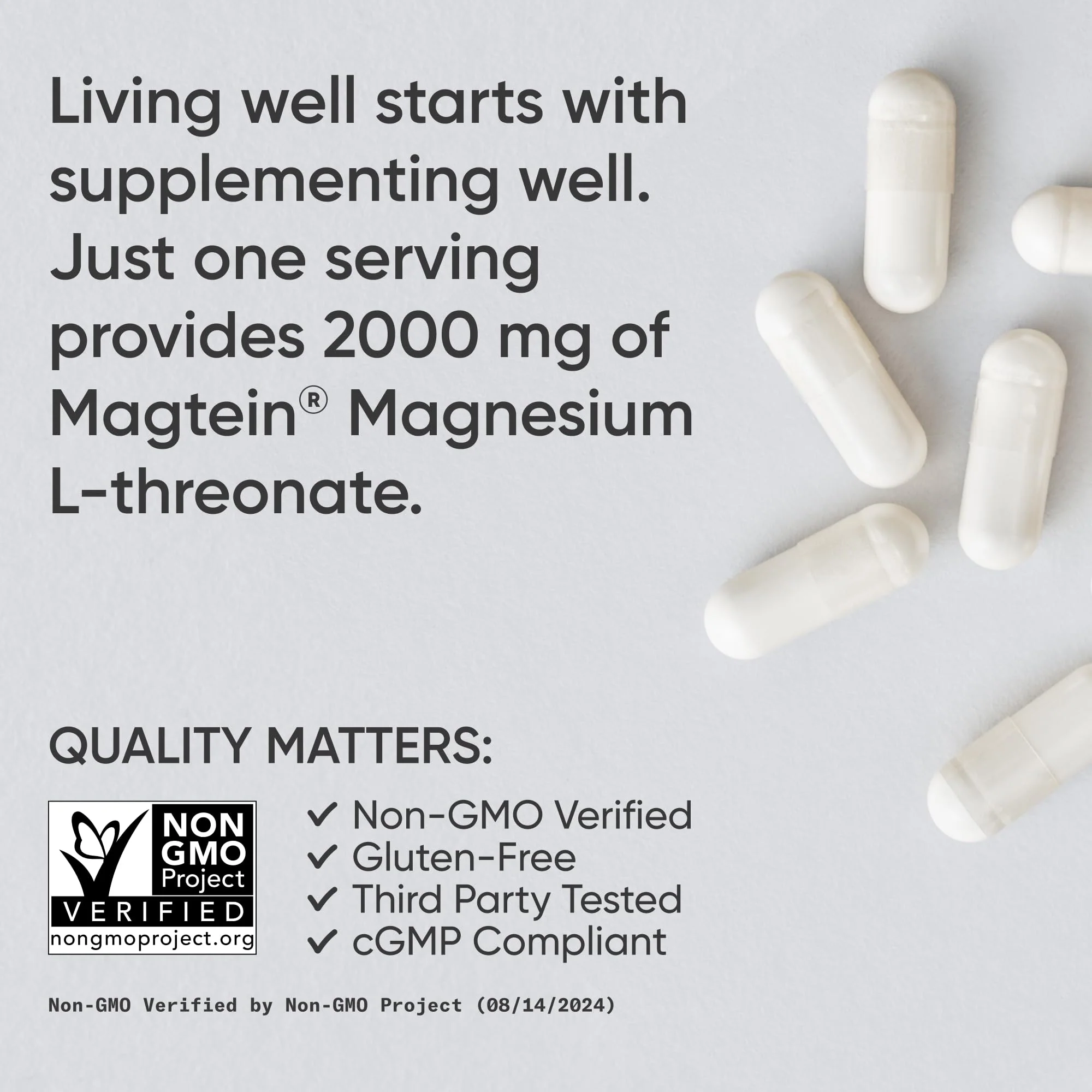 Sports Research® Magnesium L-Threonate Capsules 2000mg - High-Absorption Magtein® for Enhanced Brain Health, Memory, Focus & Restful Sleep Support - Vegan · Non-GMO · Gluten Free - 180 Count - Image 4