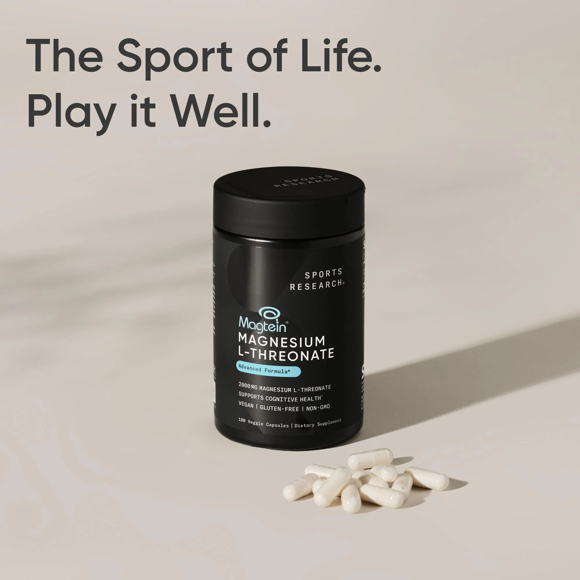 Sports Research® Magnesium L-Threonate Capsules 2000mg - High-Absorption Magtein® for Enhanced Brain Health, Memory, Focus & Restful Sleep Support - Vegan · Non-GMO · Gluten Free - 180 Count - Image 7