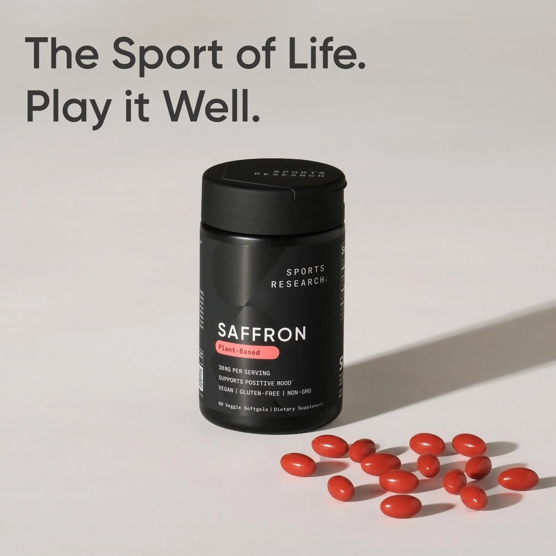 Sports Research® Pure Saffron Supplement, 30 mg - Mood & Stress Support - Made w/Affron® Saffron Extract - Vegan Certified · Non-GMO · Gluten Free – 60 Veggie Softgels - Image 2