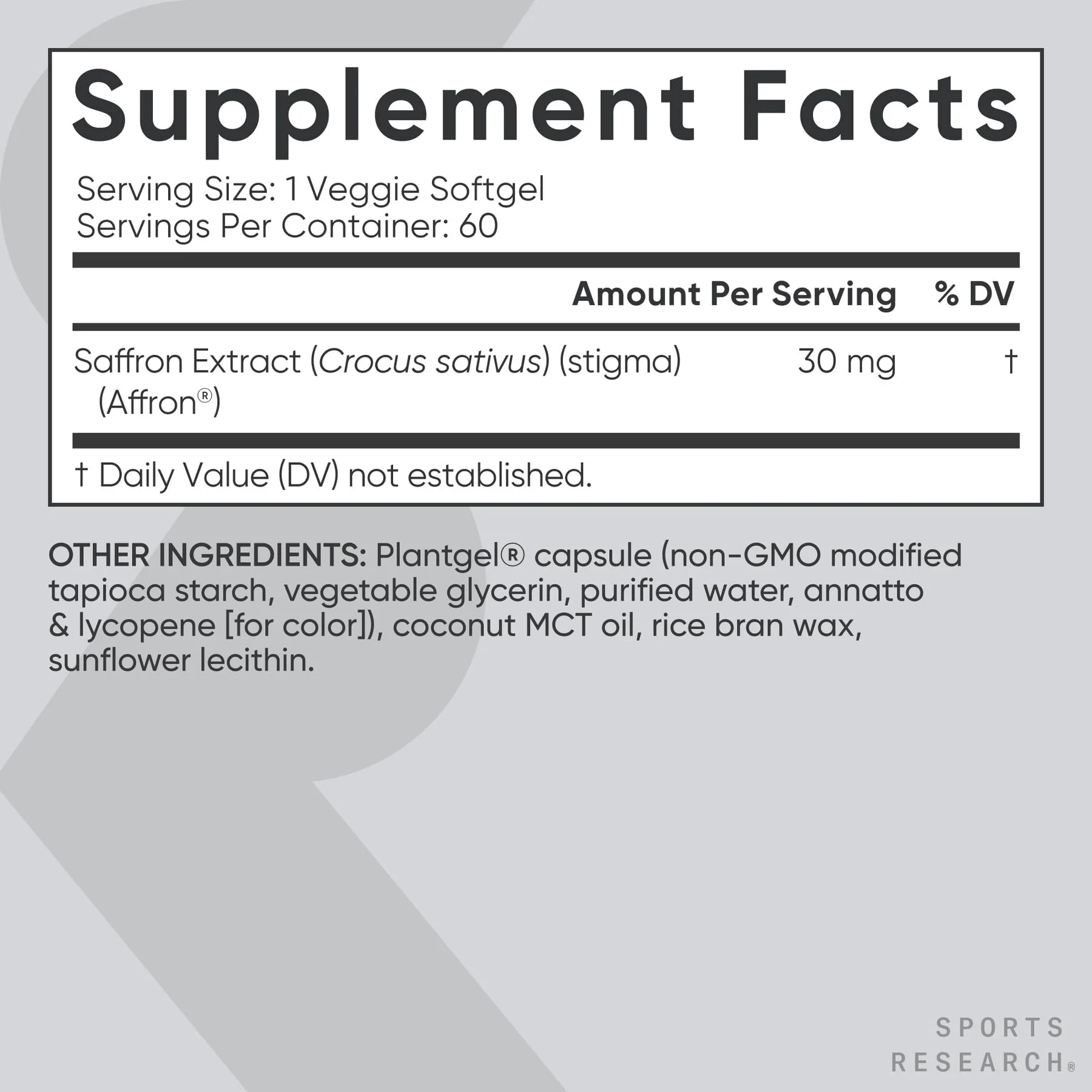 Sports Research® Pure Saffron Supplement, 30 mg - Mood & Stress Support - Made w/Affron® Saffron Extract - Vegan Certified · Non-GMO · Gluten Free – 60 Veggie Softgels - Image 4