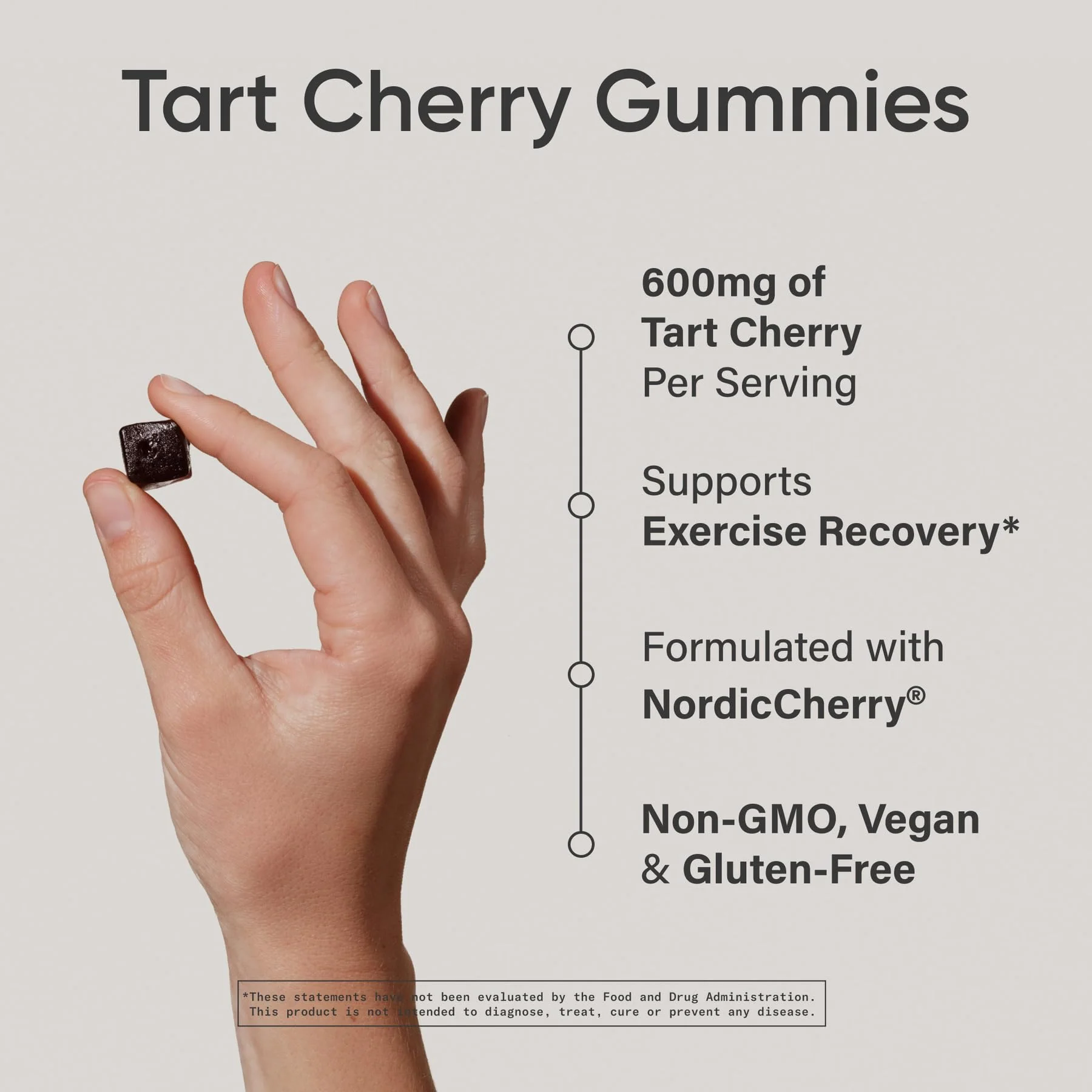 Sports Research® Tart Cherry Gummy Supplements | 600mg of NordicCherry™ | Enhanced Workout Recovery | Sugar and Sugar Alcohol Free - 60 Gummies for Adults, 1 Month Supply - Image 2