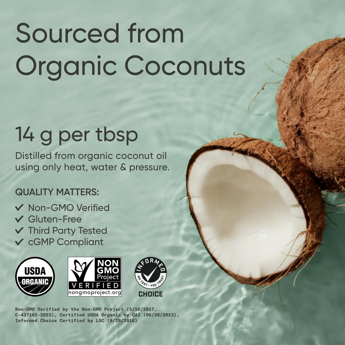 Sports Research Keto MCT Oil from Organic Coconuts - Fatty Acid Fuel for Body + Brain - Triple Ingredient C8, C10, C12 MCTs - Perfect in Coffee, Tea, & More - Non-GMO & Vegan - Unflavored (128 Oz) - Image 2