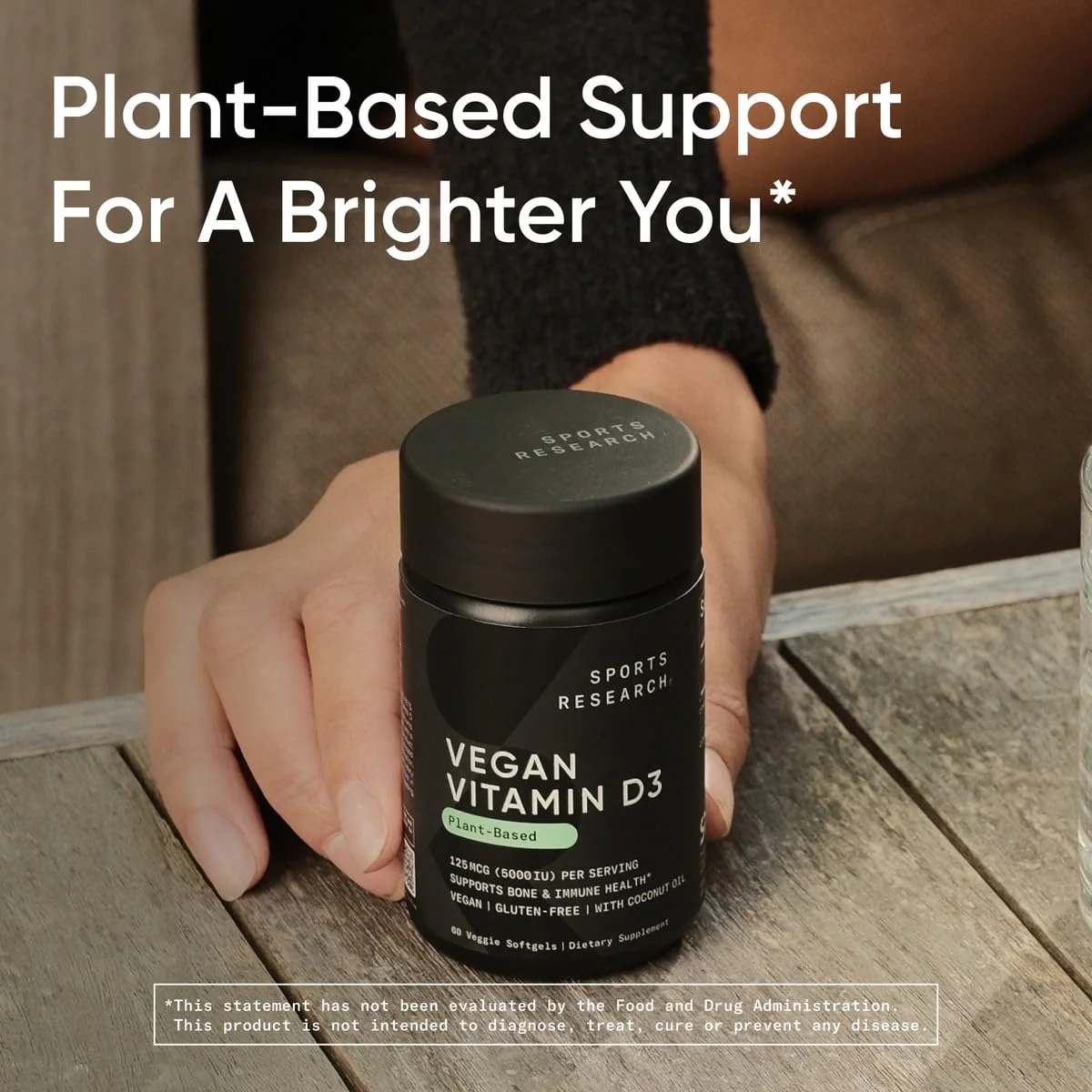 Sports Research Vegan Vitamin D3 5000IU (125 mcg) with Coconut Oil | 100% Plant-Based Vitamin D for Bone, Joint & Immune Support | Carrageenan Free, Vegan Certified & Non-GMO Verified (60 Softgels) - Image 4