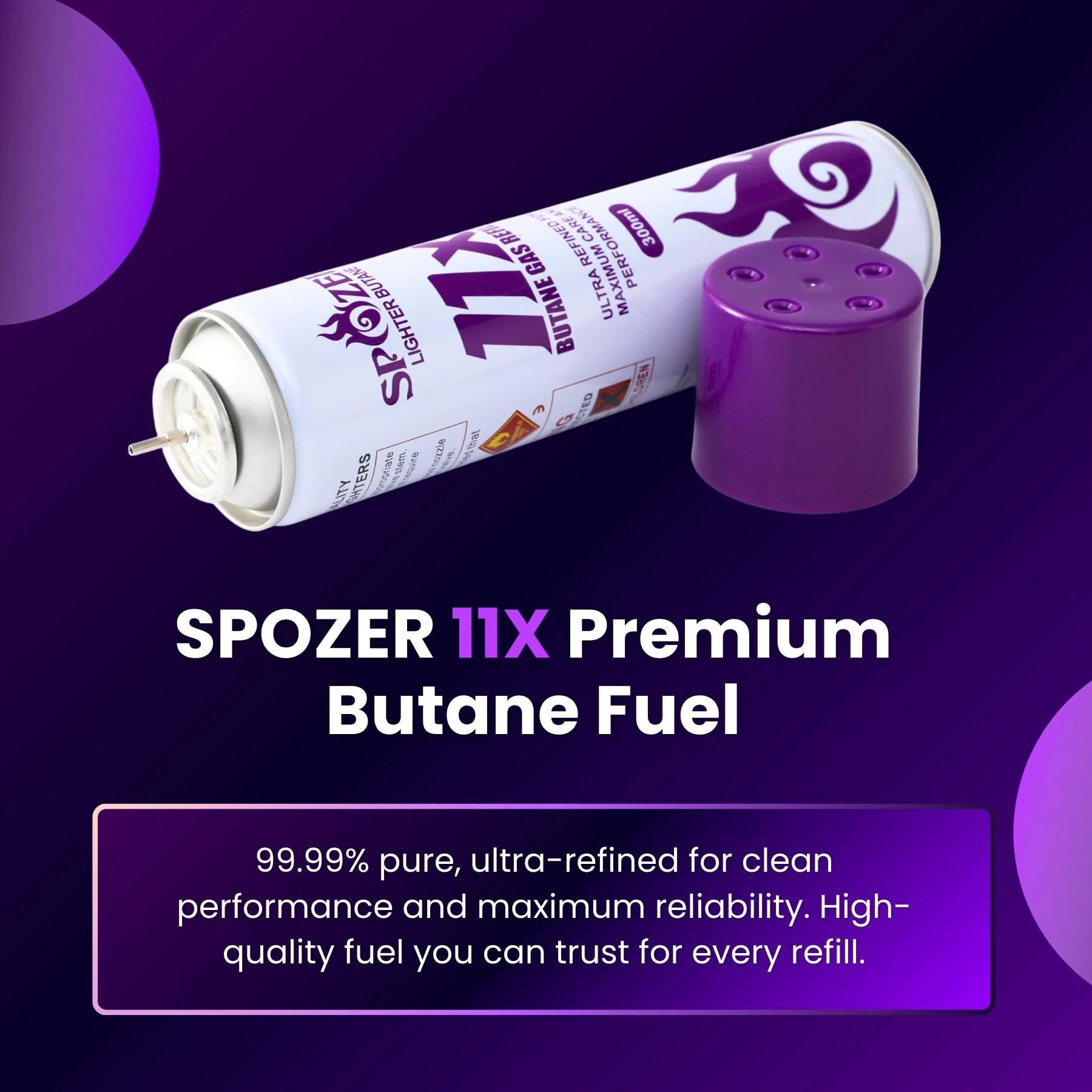 SPOZER 11X Premium Butane Fuel Refill, Universal 99.99% Ultra Pure Butane Gas for Torch Lighters, 300ml(10.14 FL.Oz) Cans, 2 Display Box(Pack of 24) - Image 7