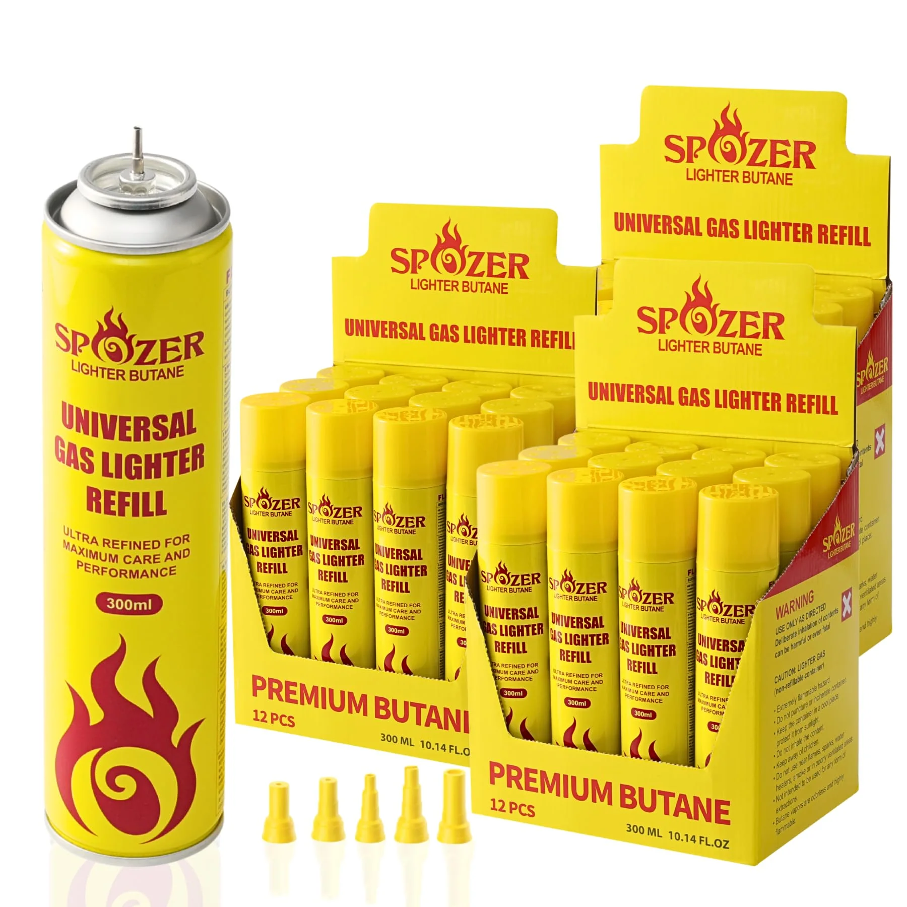Spozer 36 Pack Torch Lighter Gas Refill Butane Universal Fluid Fuel Ultra Refined 300ml 10.14 Oz (3 Box)