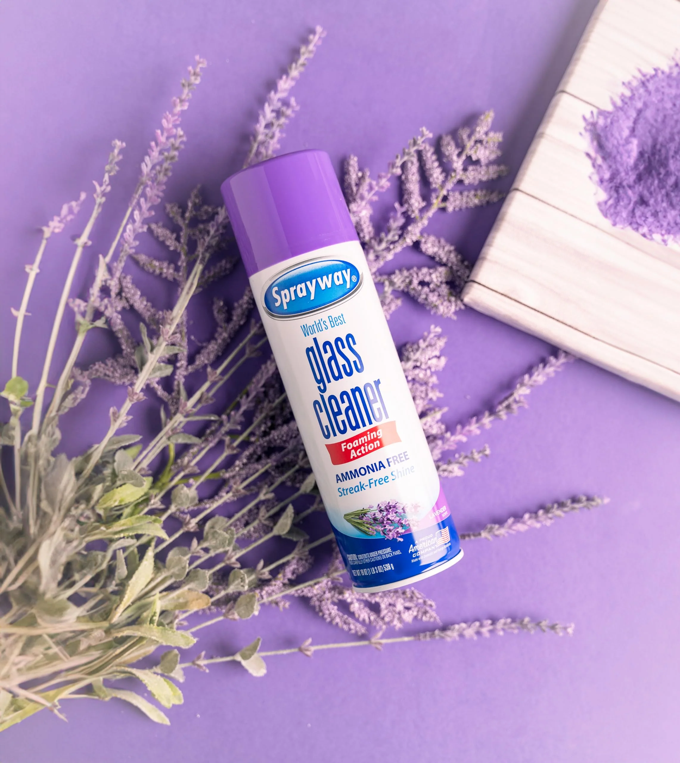 Sprayway Glass Cleaner Lavender Scent Foaming Aerosol Spray, 19oz, Ammonia-Free, Streakless, Fast-Acting | Cleans & Polishes Glass Surfaces | Removes Fingerprints, Dust, Dirt, 6 Count (Pack of 2) - Image 2