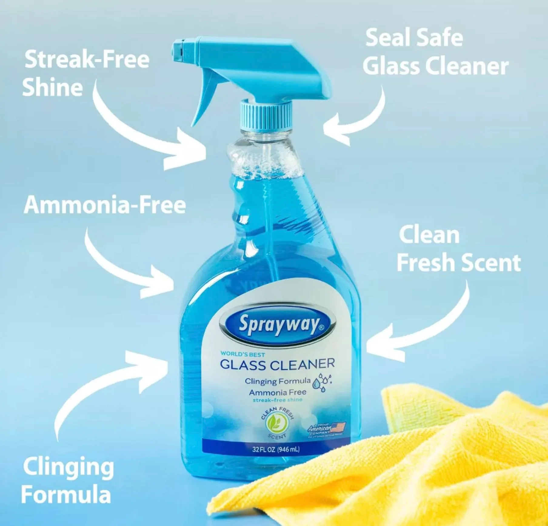 Sprayway Glass Cleaner Liquid Spray, 32oz, Pack of 6 | Ammonia-Free, Streakless, Foaming Action | Recyclable Bottle, Fresh Fragrance | Removes Fingerprints, Dust, Dirt, Smoke Film | All Glass Surfaces - Image 3
