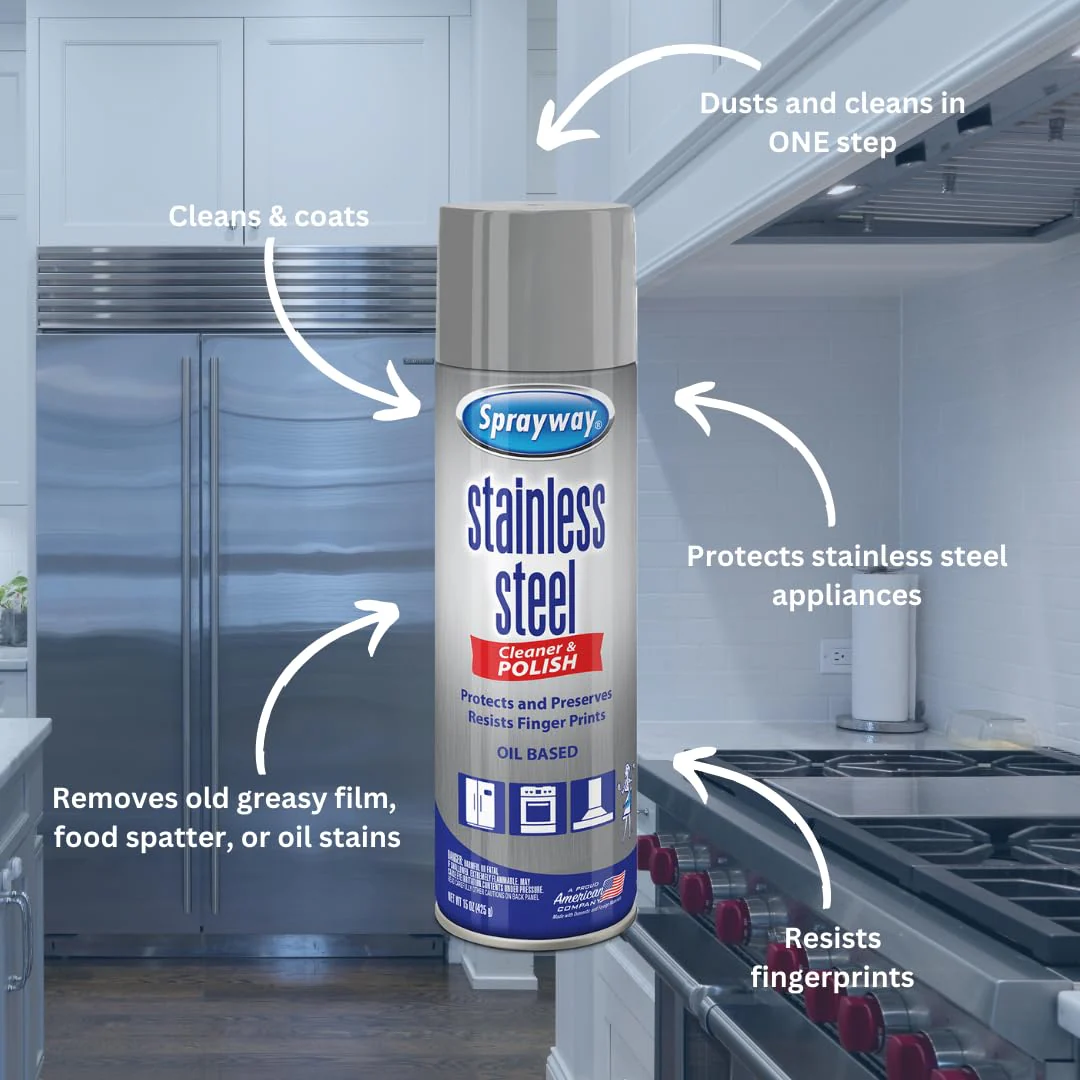 Sprayway Stainless Steel Cleaner Aerosol Spray (Oil-Based), 15oz, Pack of 6 | Cleans, Polishes, Protects | Resists Fingerprints, Foaming Action | Ideal for Stainless Steel Appliances & Surfaces - Image 4