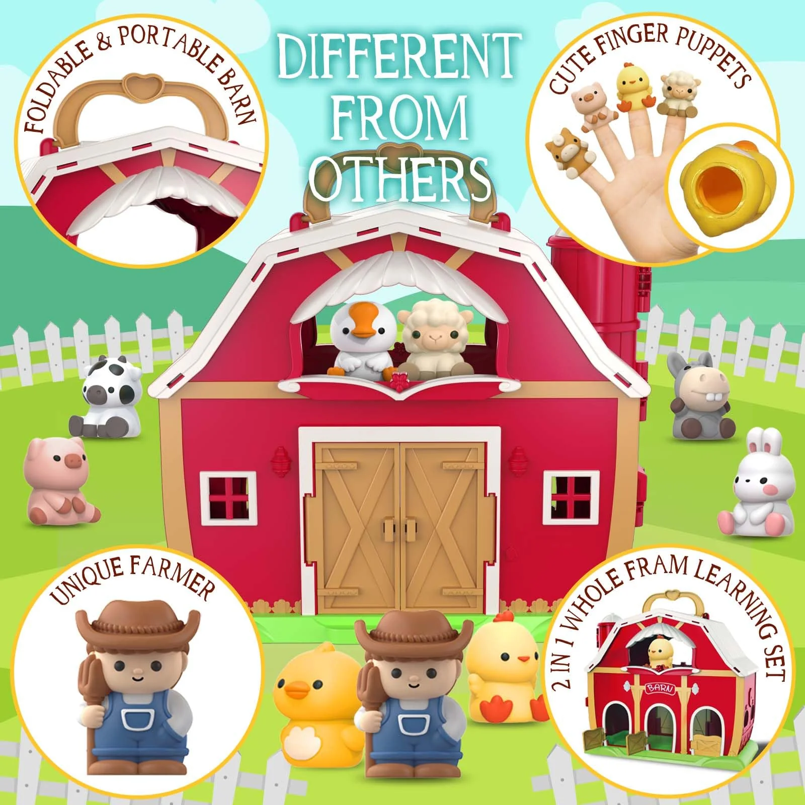 SpringFlower Toddler Toys for 1 2 3 Years Old Boys and Girls, Big Barn Toy with Farm Animal,Educational Montessori Toys, Farm Pretend Playset Toy, Christmas Birthday Gift for Toddler Baby Boys Girls - Image 6