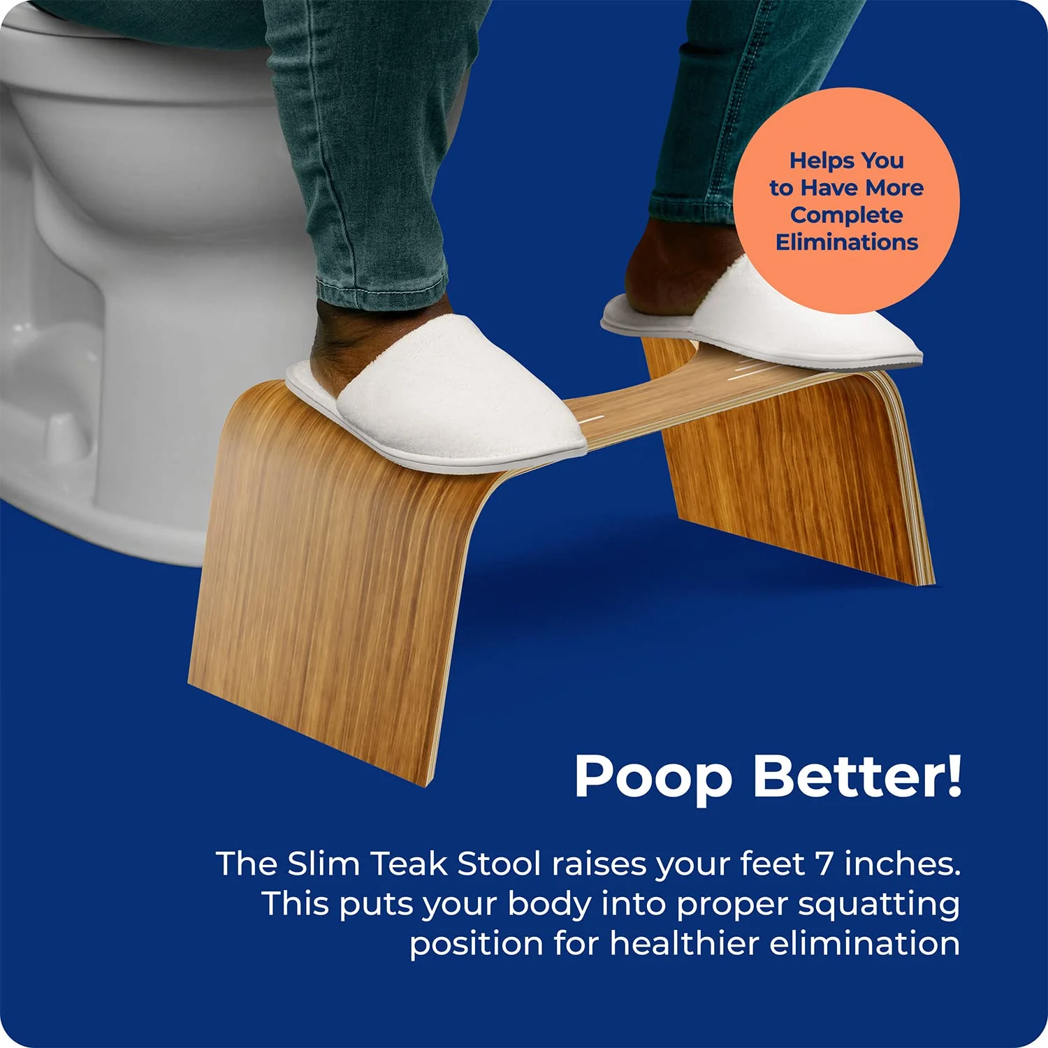 Squatty Potty Slim Teak Toilet Stool - 7-inch Height | Original Bathroom Wood Stool for Natural Positioning - Image 10