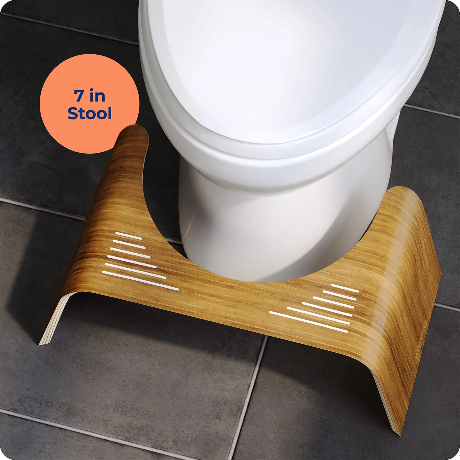 Squatty Potty Slim Teak Toilet Stool - 7-inch Height | Original Bathroom Wood Stool for Natural Positioning - Image 9