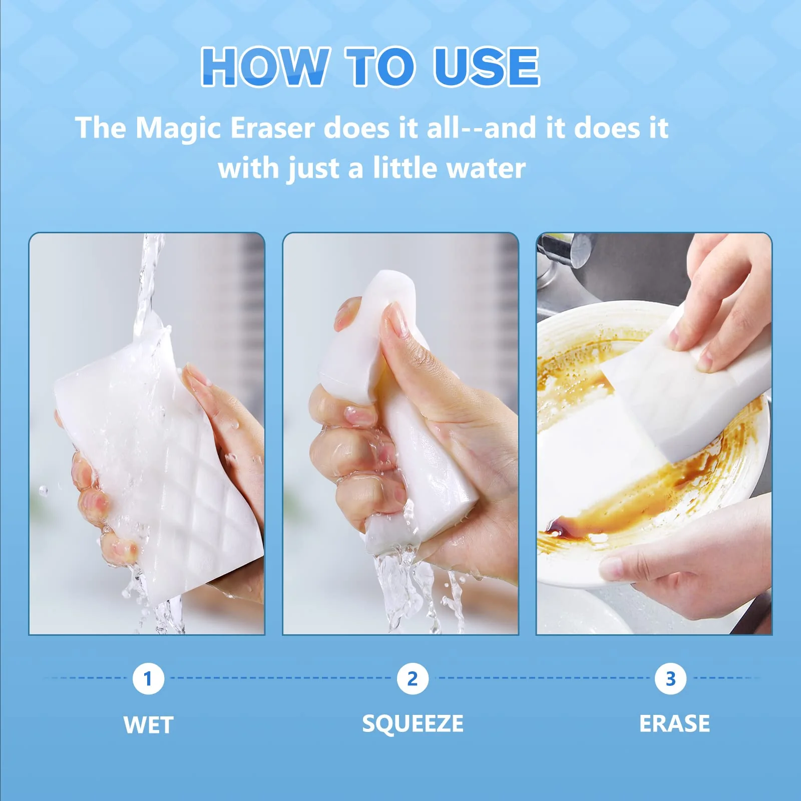 Squish Magic Eraser Sponge, 18 Pack Cleaning Pads for Walls, Oven, Kitchen, and Shoe Cleaner With Melamine Foam, Universal Cleaner - Image 4