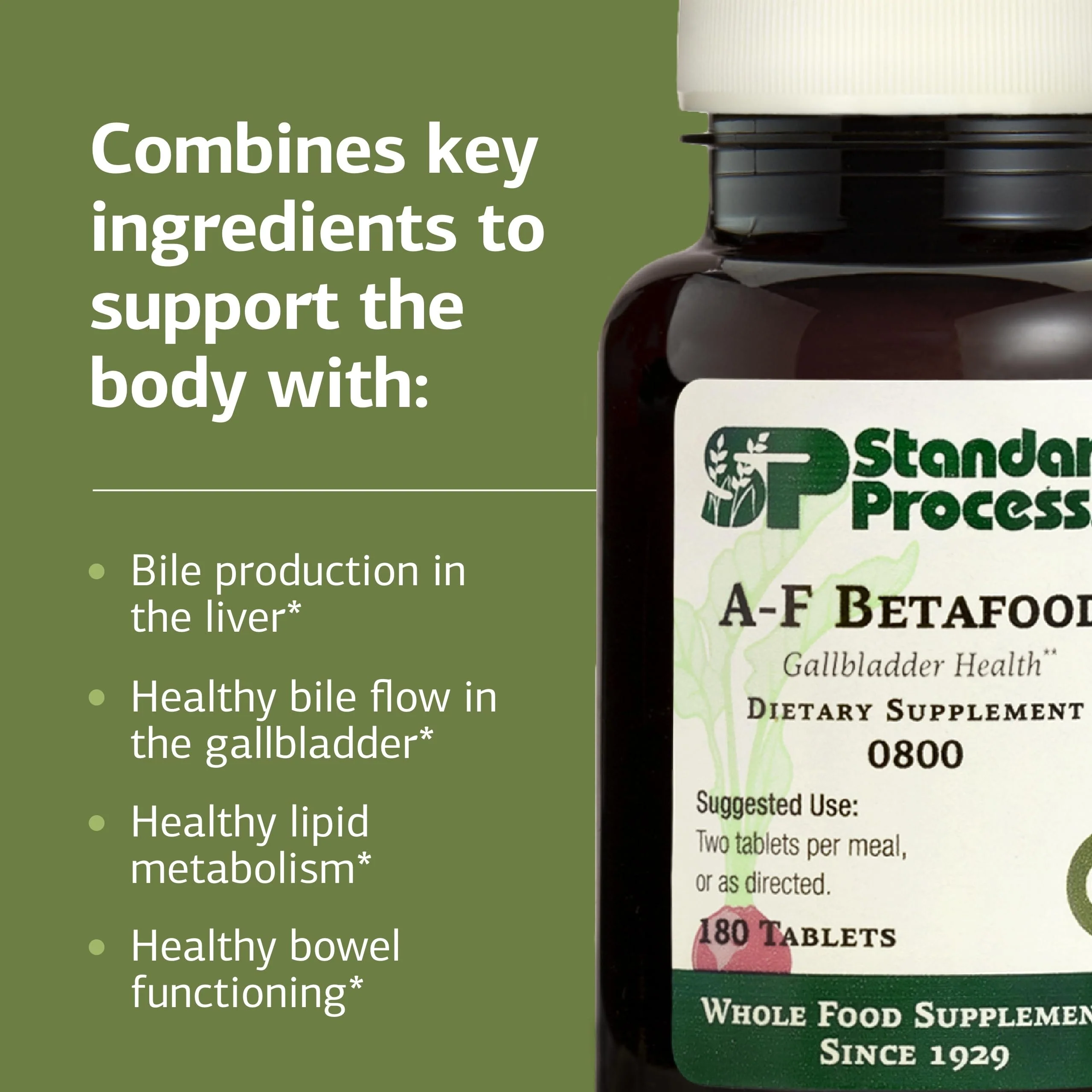 Standard Process A-F Betafood - Support Gallbladder Health & Liver Care - Aids Lipid Metabolism & Bowel Functioning with Vitamins A & B6 - Gluten-Free, Non-Dairy & Non-Soy - 180 Tablets (90 Servings) - Image 5
