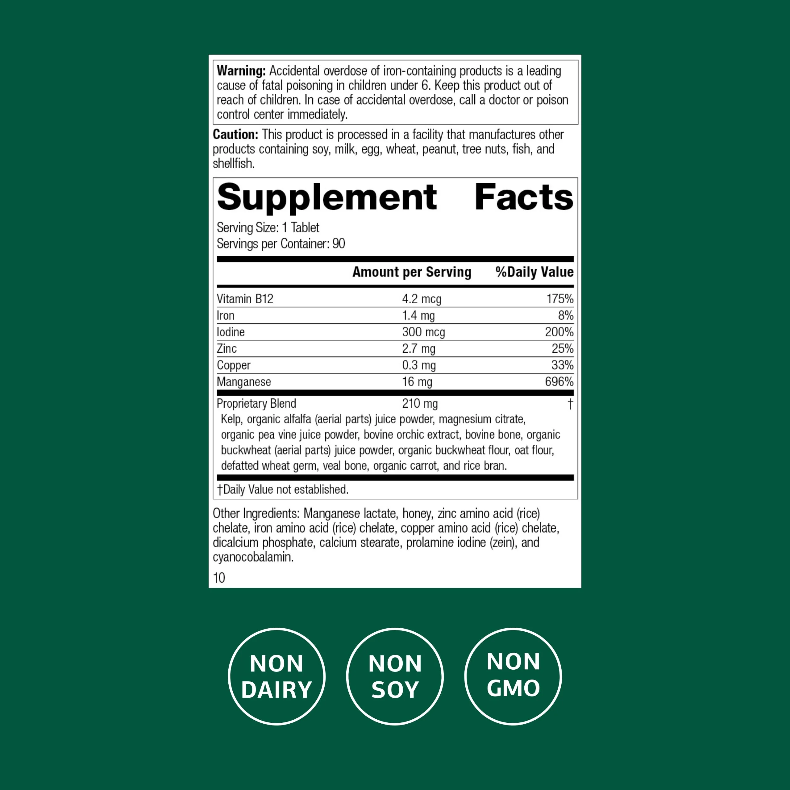 Standard Process Trace Minerals-B12 - Thyroid & Cell Functioning Support with Iodine, Zinc & Copper - Cartilage & Bone Health Aid - Non-Dairy & Non-Soy - 90 Tablets (90 Servings) - Image 7