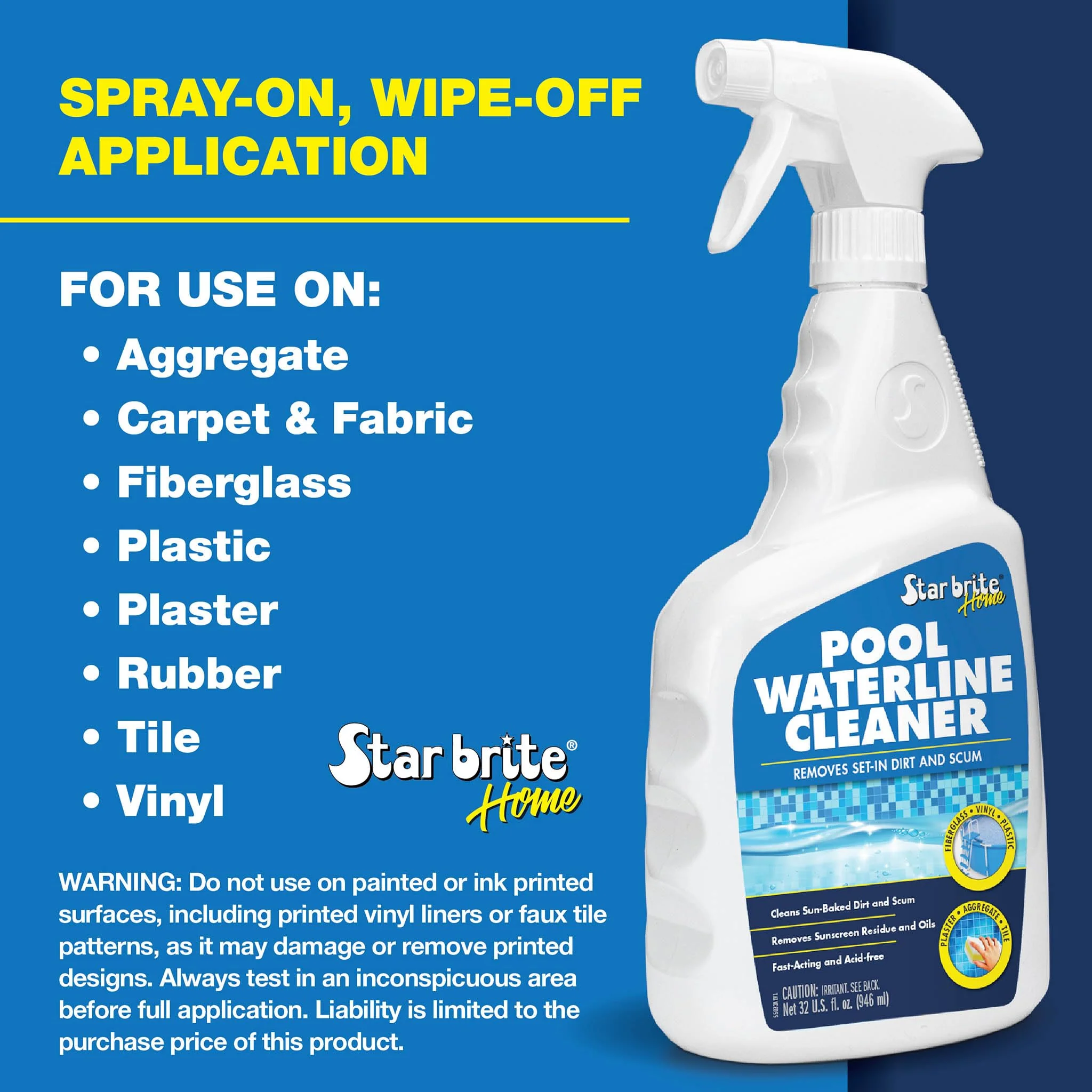 STAR BRITE Home Pool Waterline Cleaner (32 oz Spray) - Scum Remover for Pool Liners, Tiles & Fiberglass Waterlines - Image 5