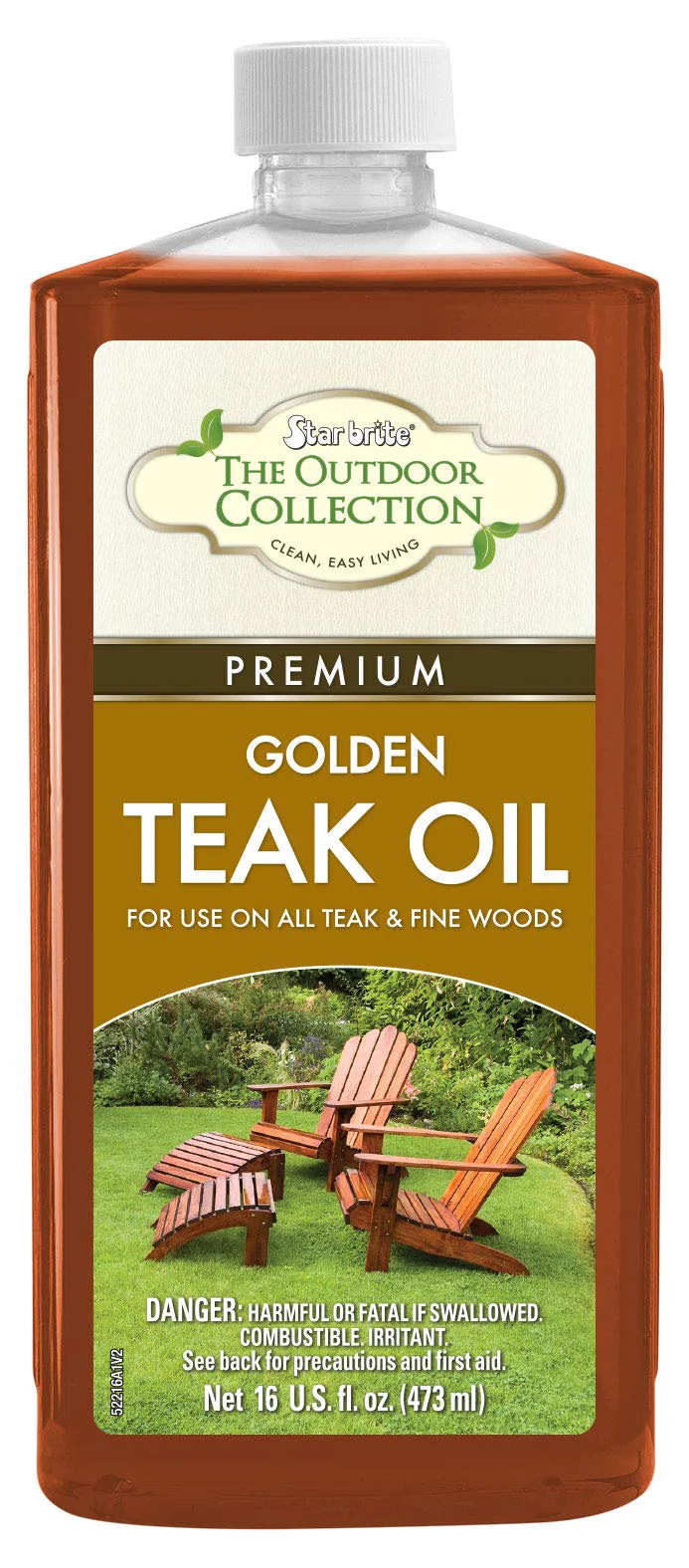 STAR BRITE Outdoor Collection Premium Golden Teak Oil - for Use On All Teak & Fine Woods - Ultimate Protection from Sun & Harsh Weather - 16 OZ (052216)