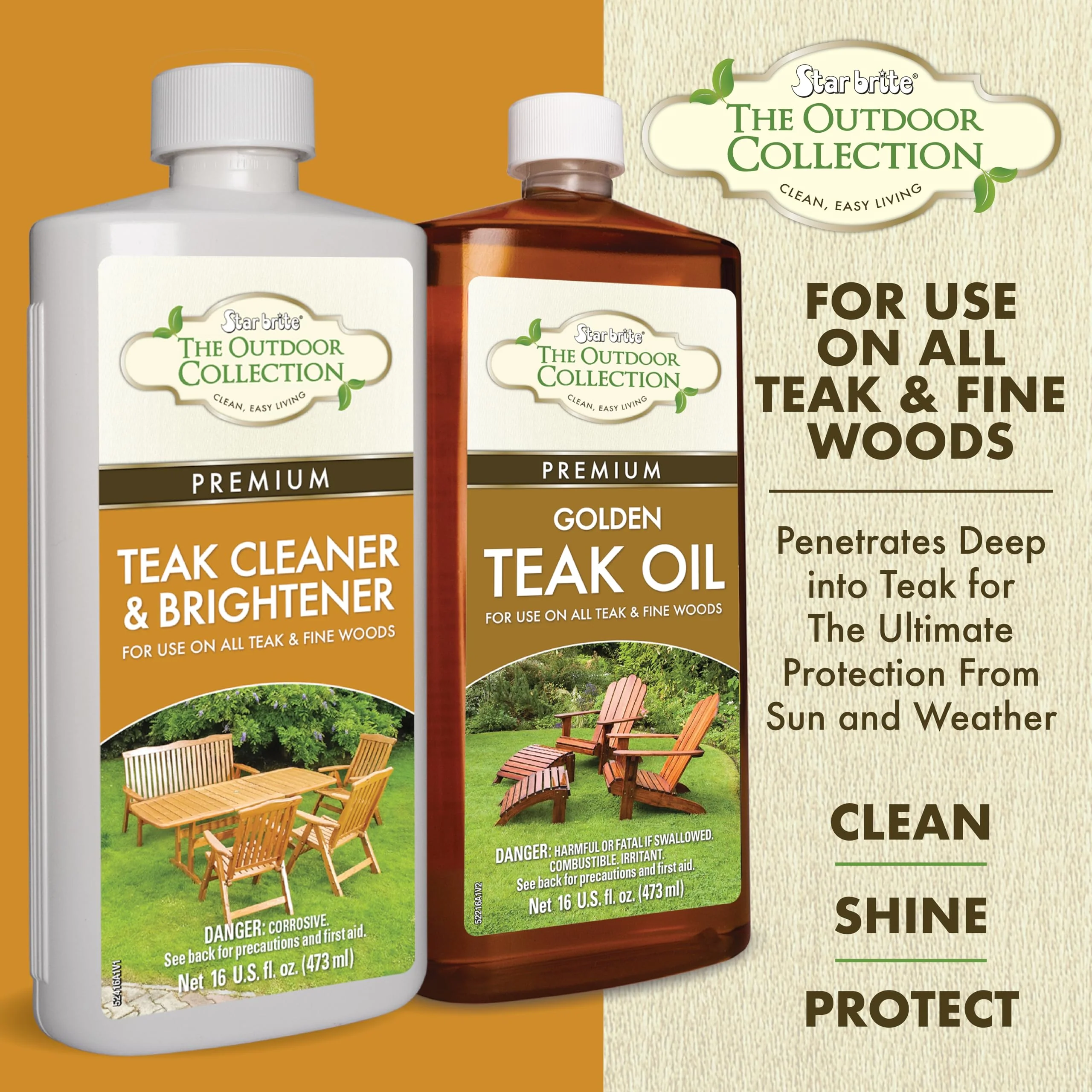 STAR BRITE Outdoor Collection Premium Golden Teak Oil - for Use On All Teak & Fine Woods - Ultimate Protection from Sun & Harsh Weather - 16 OZ (052216) - Image 2