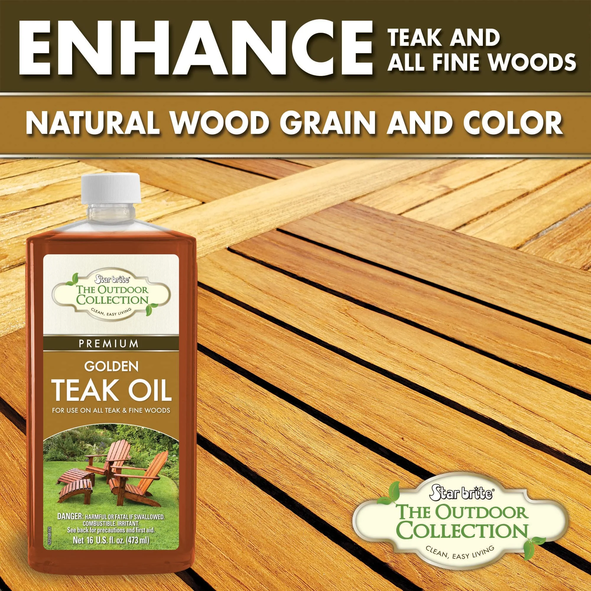 STAR BRITE Outdoor Collection Premium Golden Teak Oil - for Use On All Teak & Fine Woods - Ultimate Protection from Sun & Harsh Weather - 16 OZ (052216) - Image 3