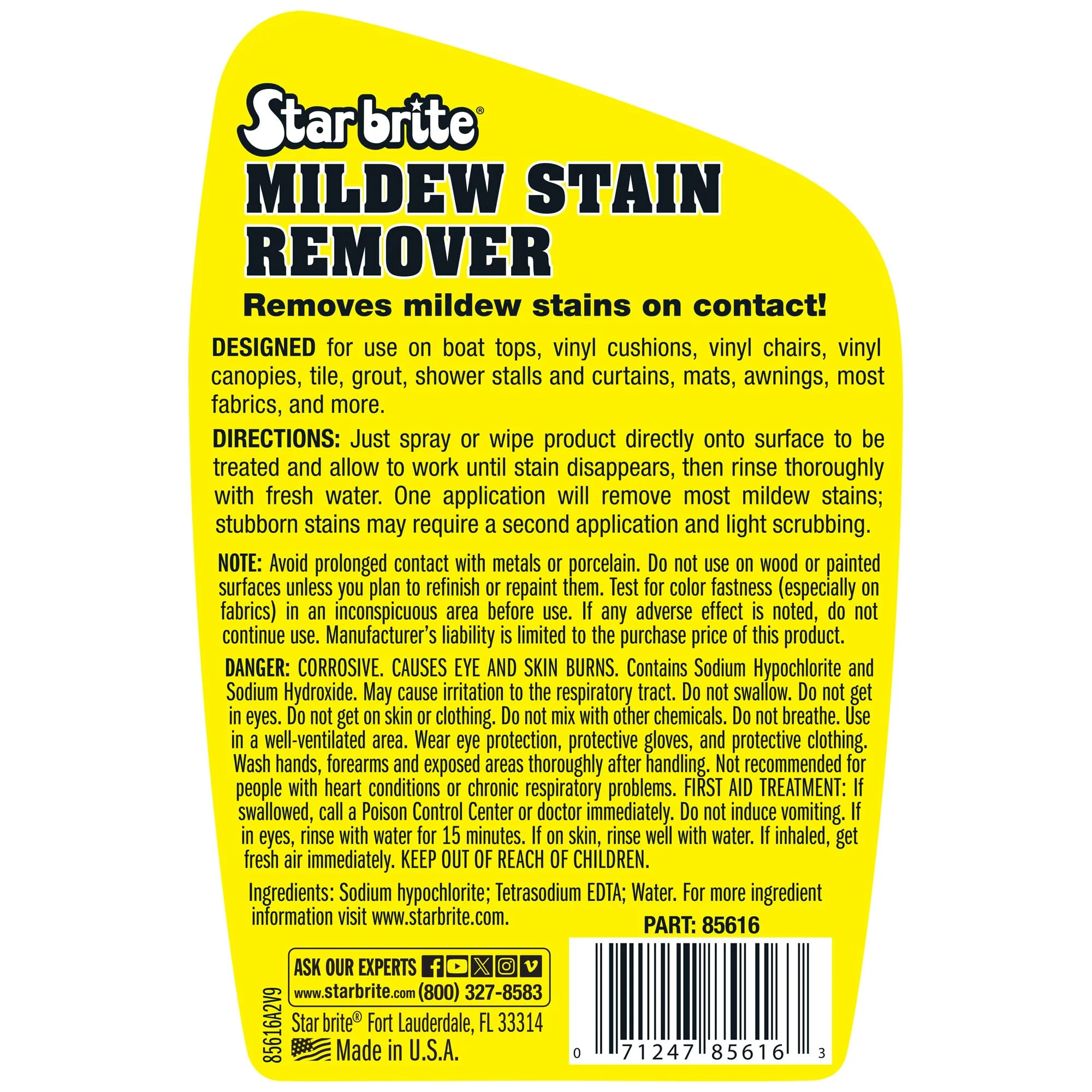 STAR BRITE Professional-Grade Mildew & Mold Stain Remover + Cleaner - Instant Contact Stain Removal, Ideal for Marine & Outdoor Upholstery - Image 6