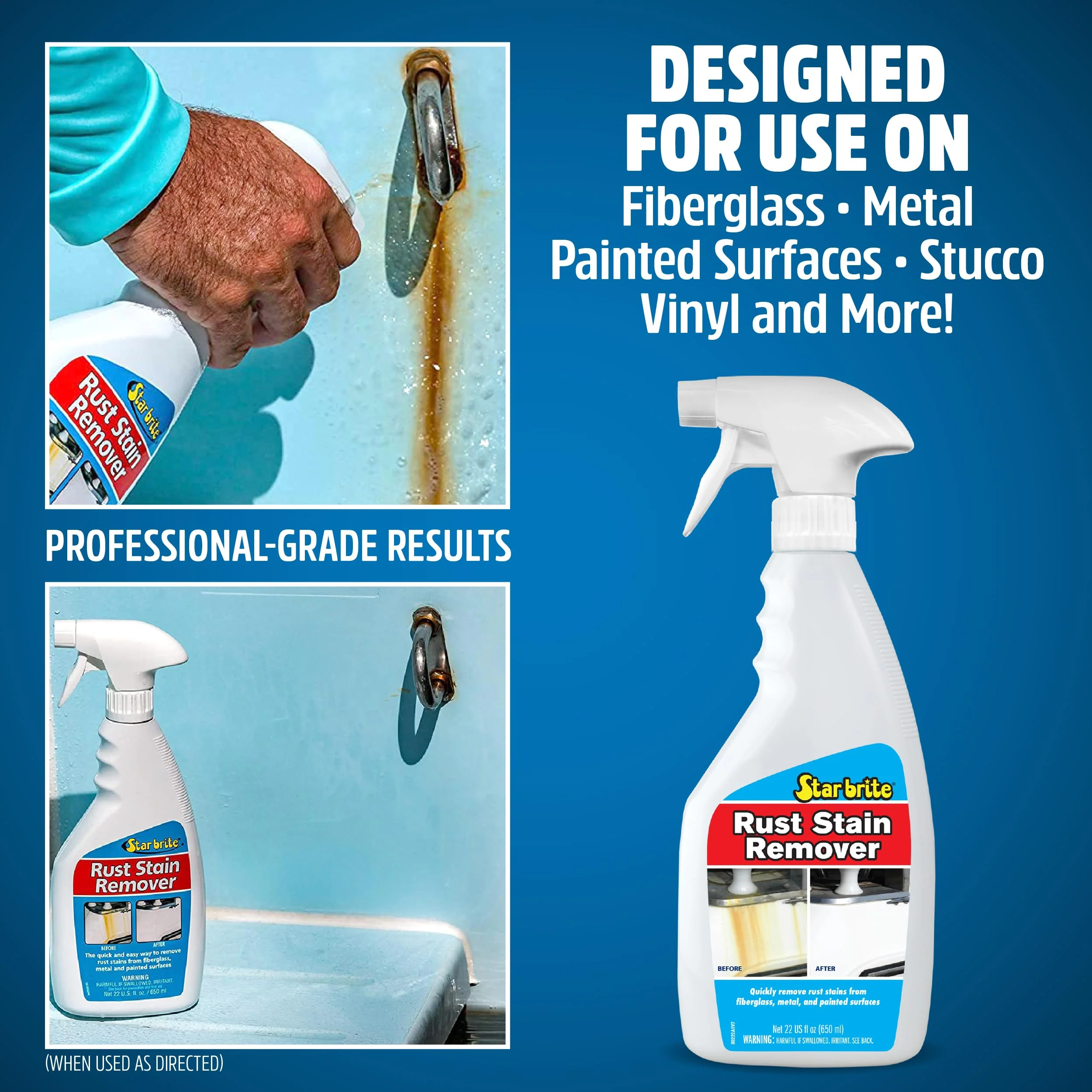 STAR BRITE Rust Stain Remover Spray - Instantly Dissolve Corrosion Stains on Fiberglass, Vinyl, Fabric, Metal & Painted Surfaces - Also Removes Sprinkler Stains - 22 Ounces (089222SS) - Image 2