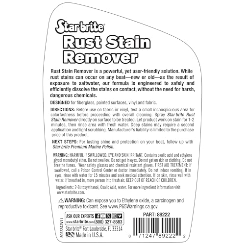 STAR BRITE Rust Stain Remover Spray - Instantly Dissolve Corrosion Stains on Fiberglass, Vinyl, Fabric, Metal & Painted Surfaces - Also Removes Sprinkler Stains - 22 Ounces (089222SS) - Image 5