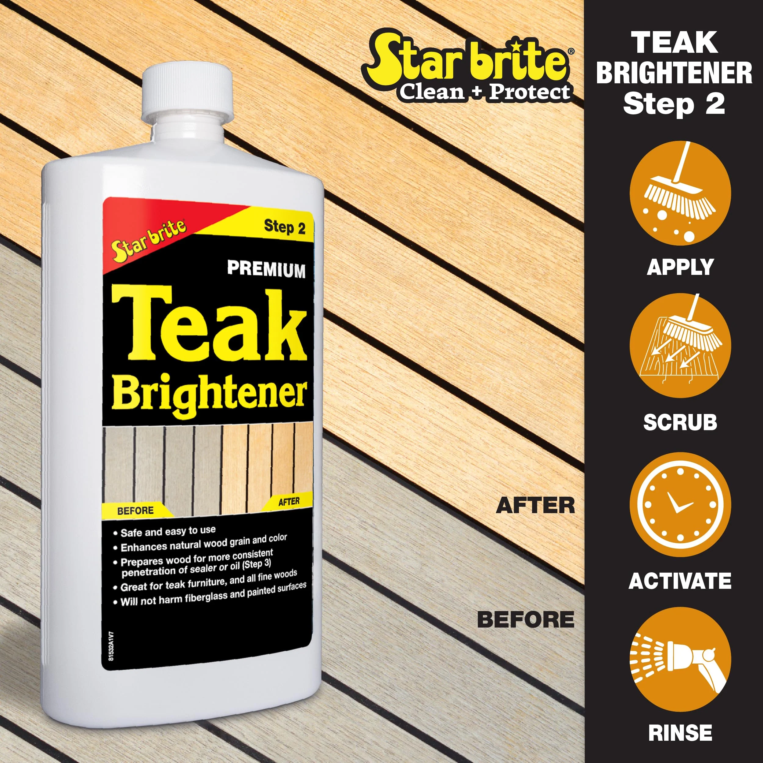 STAR BRITE Teak Care 3 Step Kit - Teak Cleaner + Teak Brightener + Teak Oil - 16 OZ (081216) - Image 4