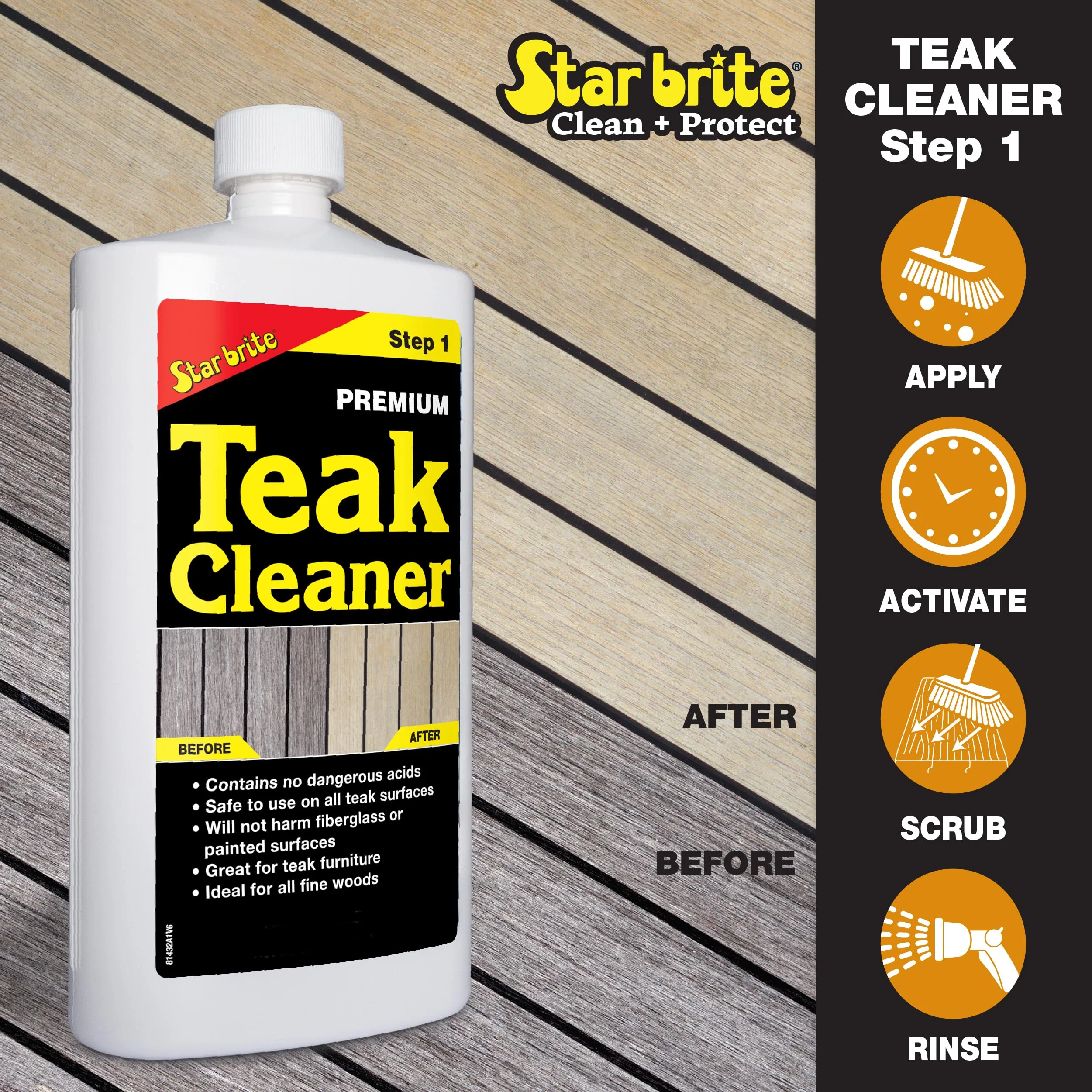 STAR BRITE Teak Care 3 Step Kit - Teak Cleaner + Teak Brightener + Teak Oil - 16 OZ (081216) - Image 5