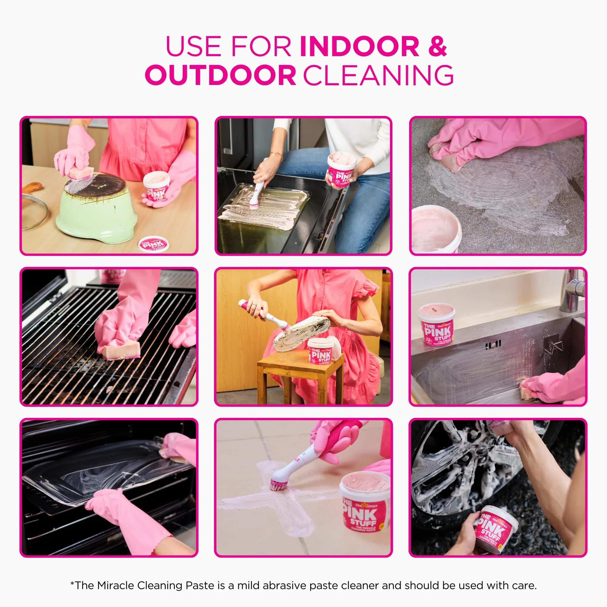 Stardrops The Pink Stuff Cleaning Paste 500g, Multi Purpose Cleaner for Kitchen, Bathroom, Tiles, Glass, Shower, Oven, Sink, Stainless Steel, Removes Grease, Grime & Stains - Image 4