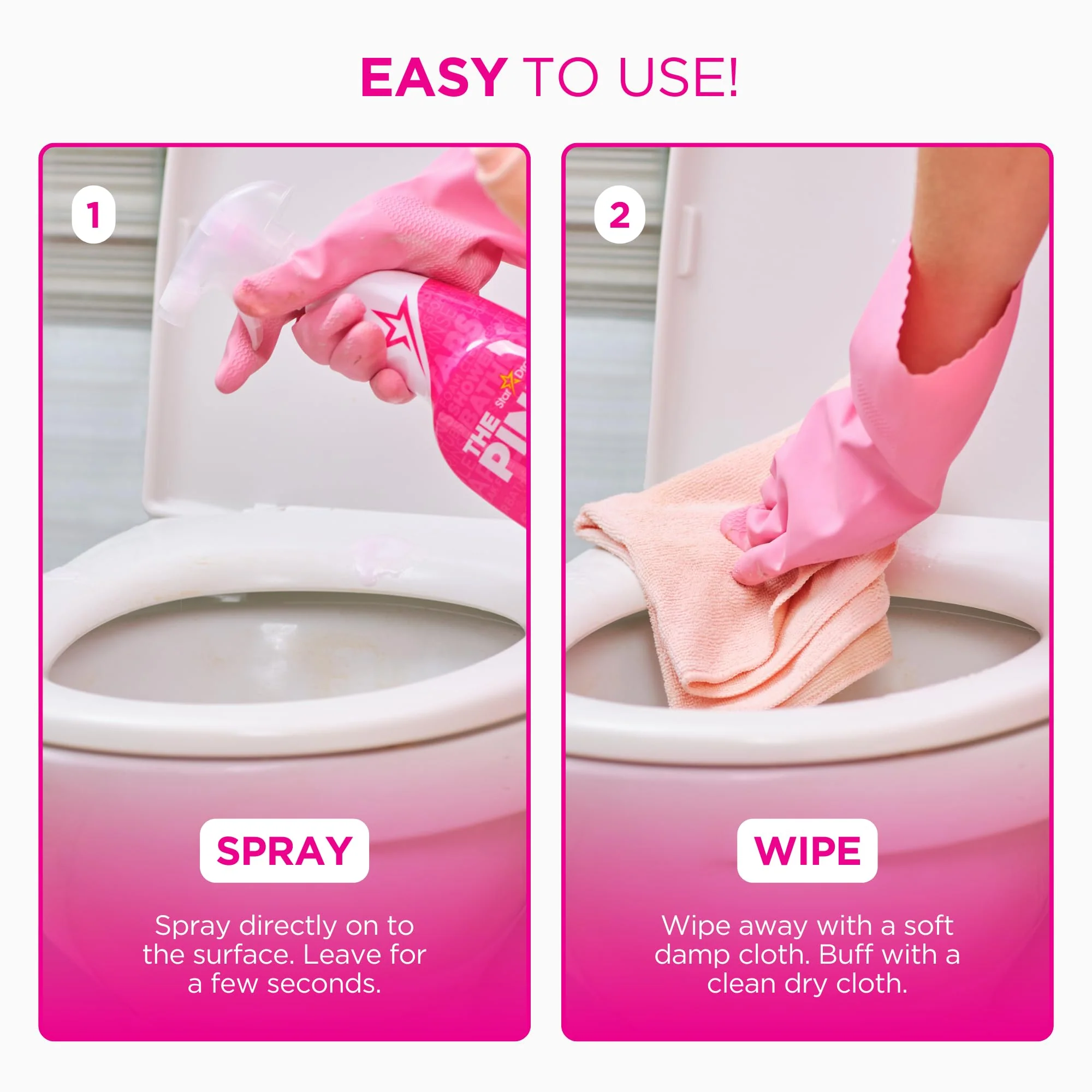 Stardrops - The Pink Stuff Miracle Bathroom Foam Cleaner, 30 fl oz – Now 20% More! Powerful Foaming Action for Showers, Sinks, Tubs & Tiles – Removes Soap Scum, Limescale & Grime with Ease (Pack of 3) - Image 5