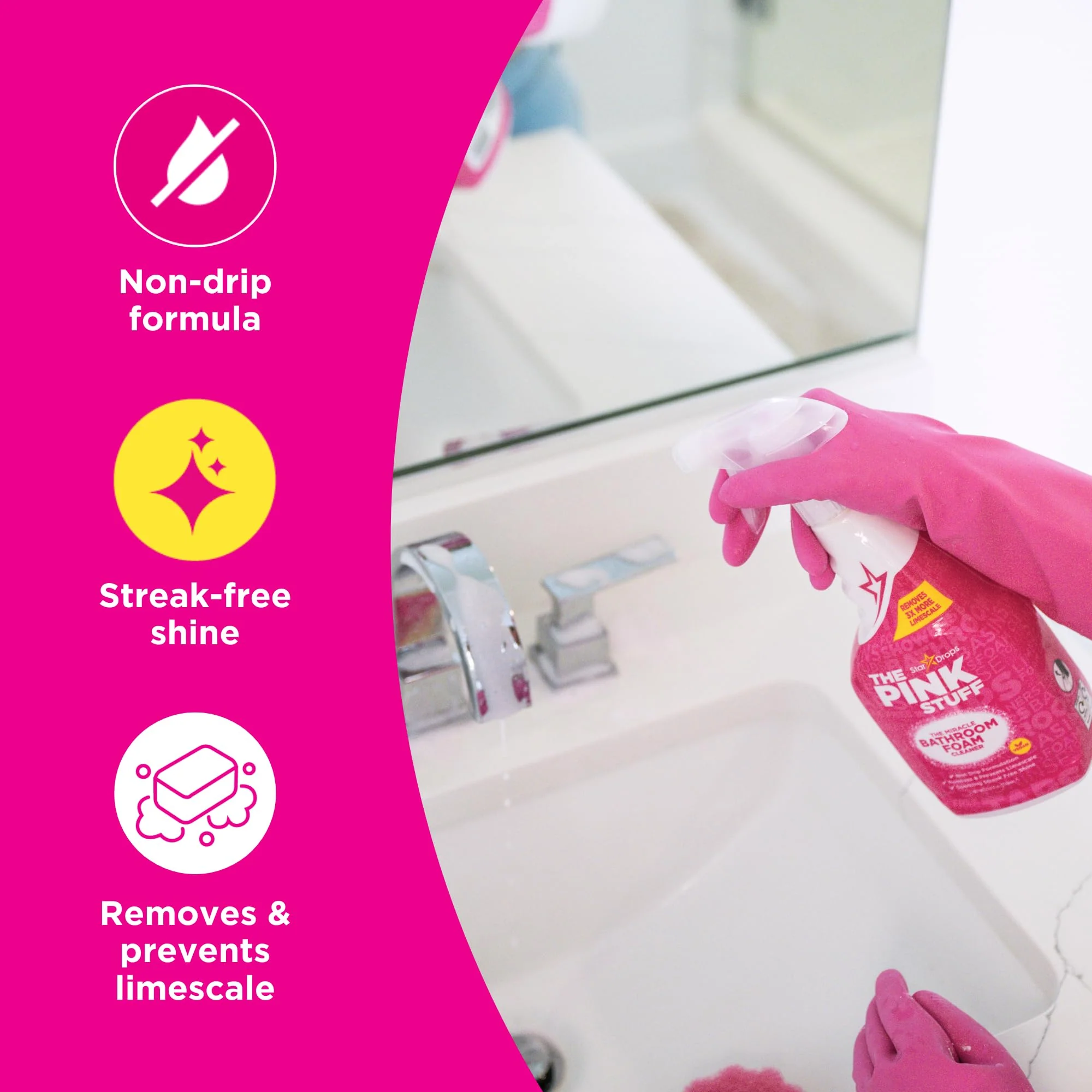 Stardrops - The Pink Stuff - The Miracle Bathroom Foam Cleaner 750ml 3-Pack Bundle (3 Bathroom Foam Spray) - Image 9