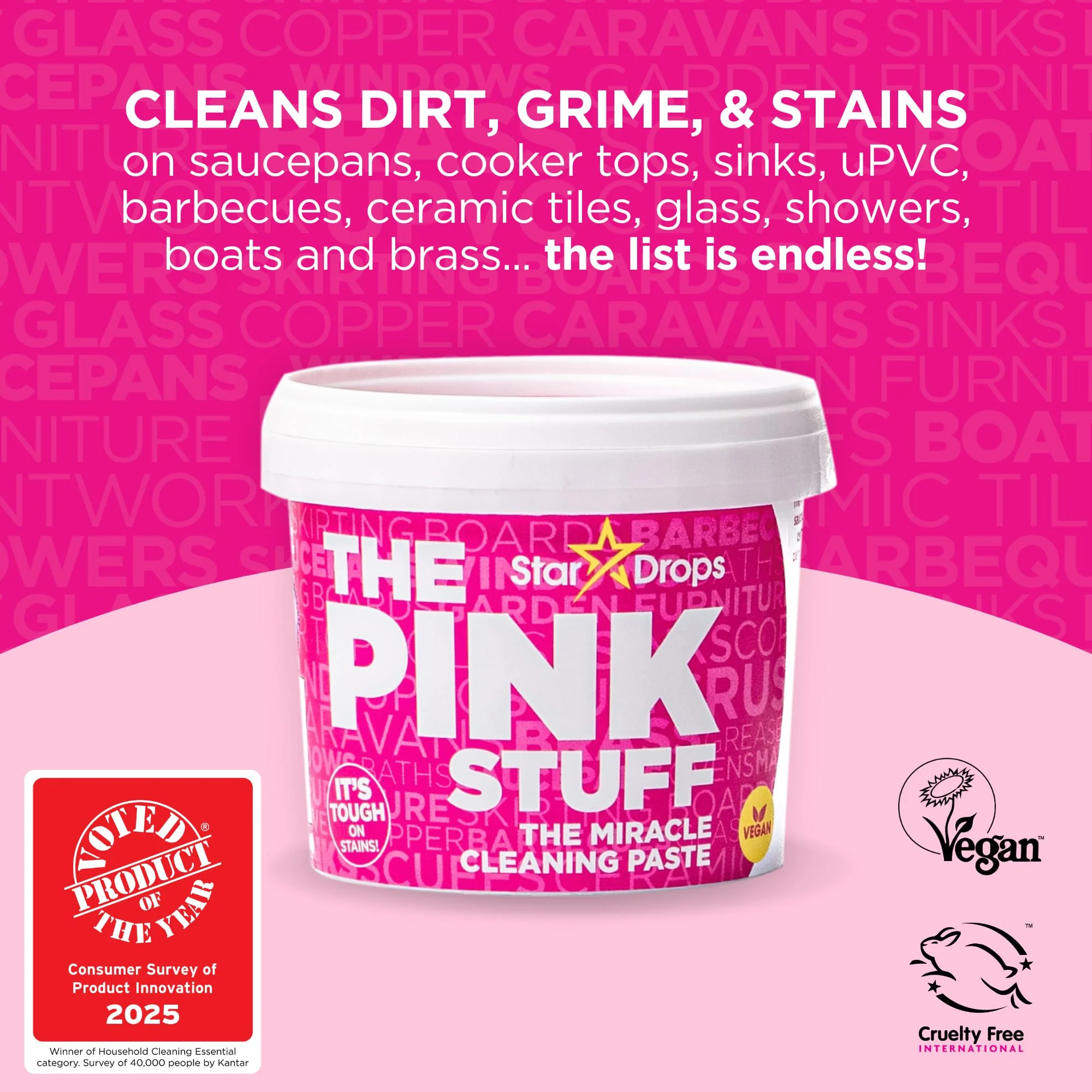 Stardrops - The Pink Stuff - The Miracle Cleaning Paste, Multi-Purpose Spray, And Bathroom Foam 3-Pack Bundle - Image 12