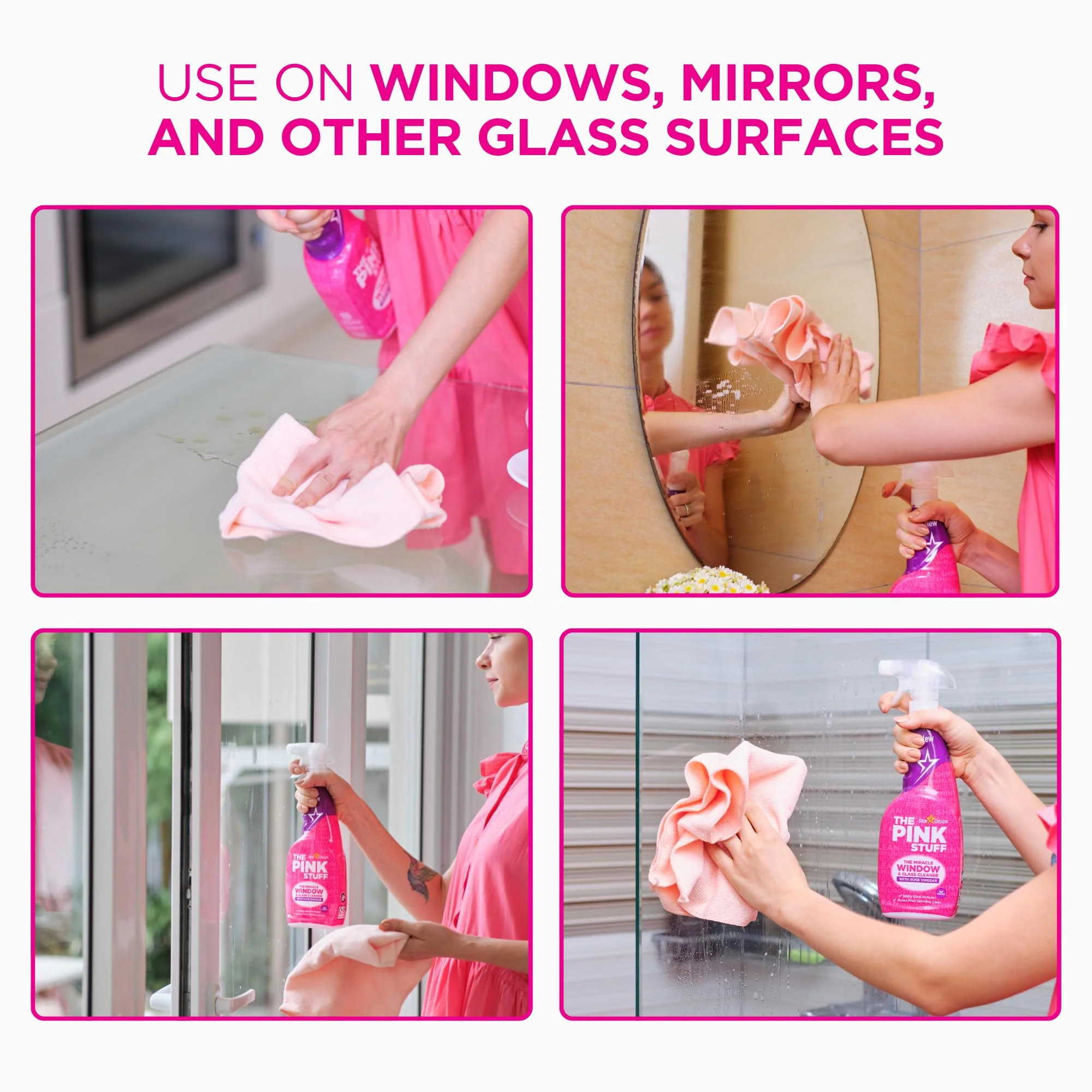 Stardrops - The Pink Stuff - The Miracle Window & Glass Cleaner with Rose Vinegar 3-Pack Bundle (3 Window & Glass Cleaner) - Image 5