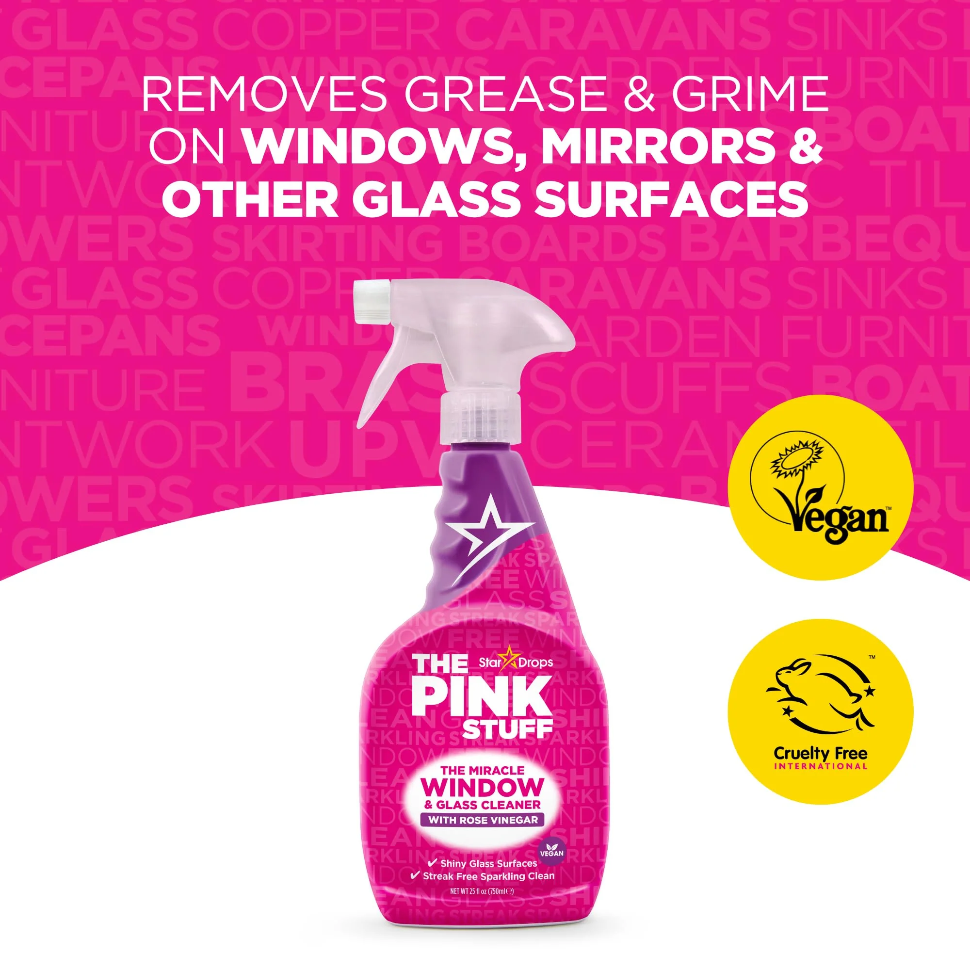 Stardrops - The Pink Stuff - The Miracle Window & Glass Cleaner with Rose Vinegar 3-Pack Bundle (3 Window & Glass Cleaner) - Image 7