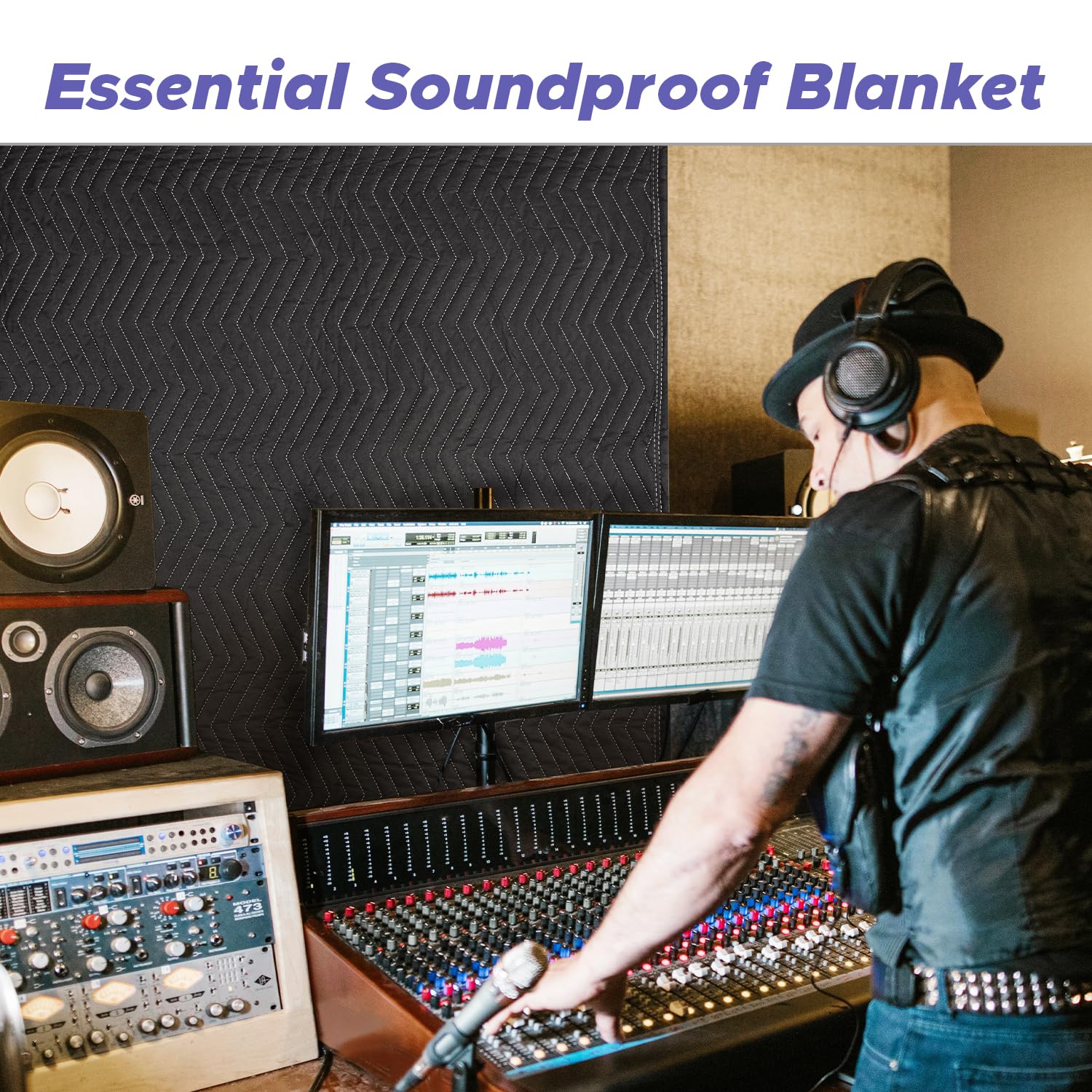 Starfavor 2 Pcs Large Sound Dampening Blanket 96" x 80" Heavy Duty Soundproof Blanket Noise Reduction Studio Sound Absorption Curtian/Light Blocker/Moving Blanket - Image 3