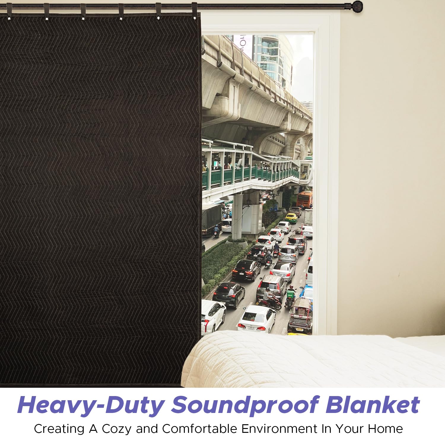 Starfavor 2 Pcs Large Sound Dampening Blanket 96" x 80" Heavy Duty Soundproof Blanket Noise Reduction Studio Sound Absorption Curtian/Light Blocker/Moving Blanket - Image 9