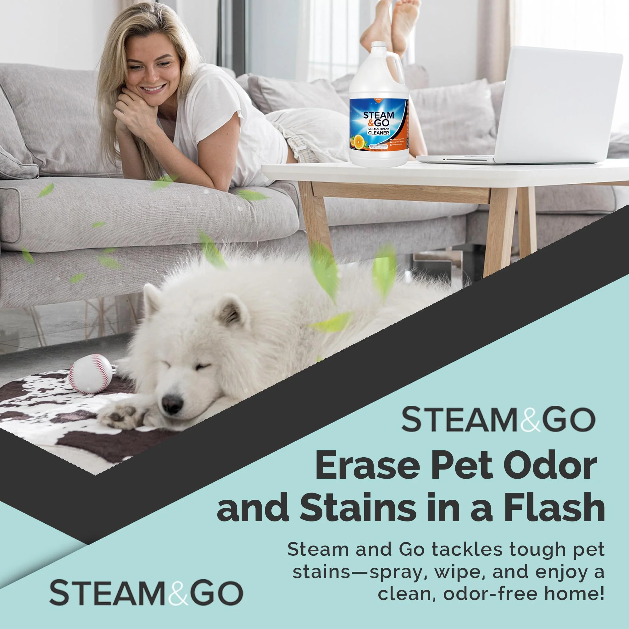 Steam & Go Multi-Purpose Cleaner Spray Refill with Oxy Power for Multi-Surfaces - Removes Stains, Eliminates Odors, & Degreases - Orange Scent, 1 gal - Image 5